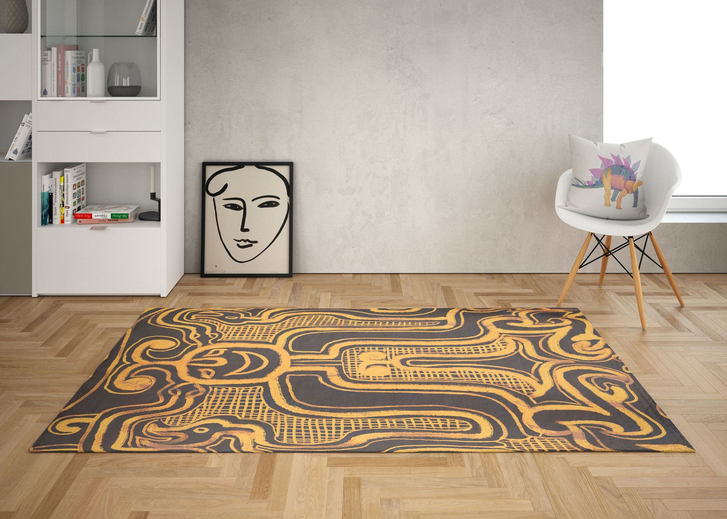 Decorative Rug, Oversize Rug, Durable Rug, Rectangle Area Rug, Abstract Rug, Stylish Carpet, Home Decor Rug, Made In Usa, Flat Woven Rug