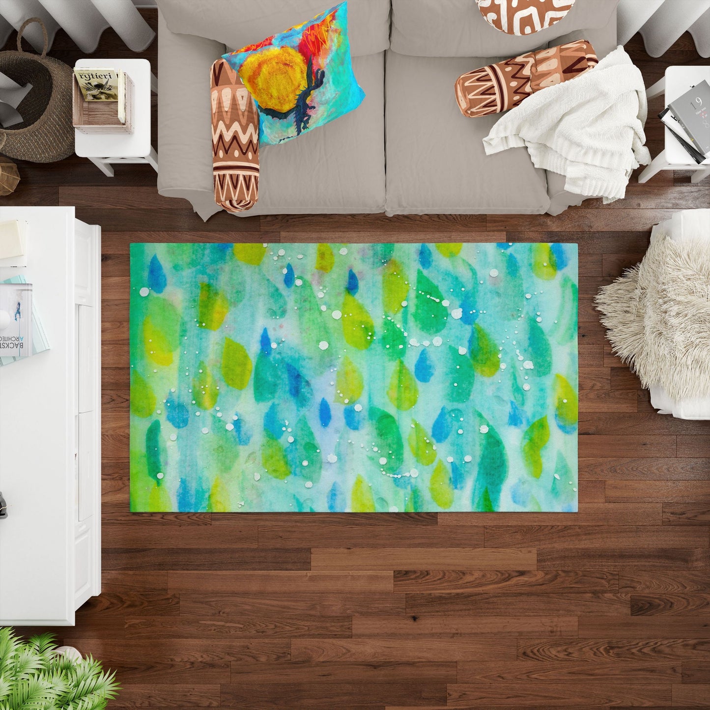 Rugs And Carpet, Large Rug, Thick Carpet, Rectangle Area Rug, Green Rug, Abstract Rug, Modern Rug, Room Decor, Made In Usa, Flat Woven Rug