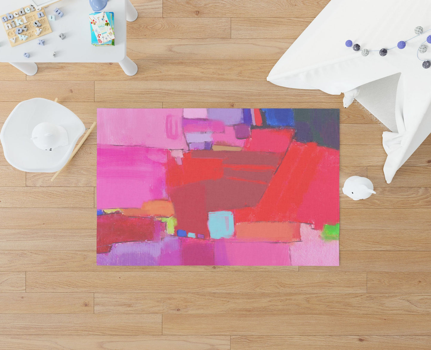Red Carpet, Oversize Rug, Thick Carpet, Rectangle Rug, Colorful Rug, Abstract Rug, Modern Area Rug, Living Room Decor, Made In USA