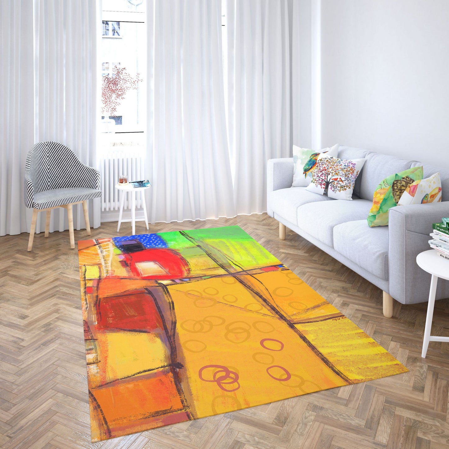 Best Area Rug, 6X9 Rug, Rectangle Rug, Rainbow Rug, Abstract Rug, Contemporary Rug, Farmhouse Area Rug, Made In Usa, Flat Woven Rug