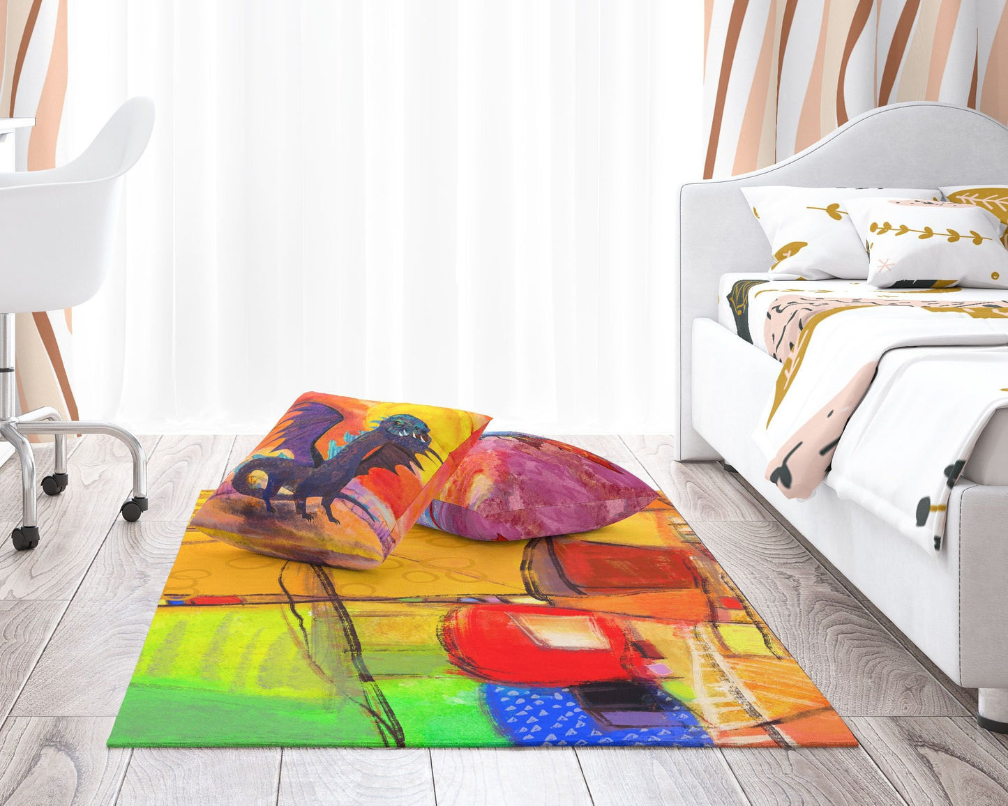 Best Area Rug, 6X9 Rug, Rectangle Rug, Rainbow Rug, Abstract Rug, Contemporary Rug, Farmhouse Area Rug, Made In Usa, Flat Woven Rug