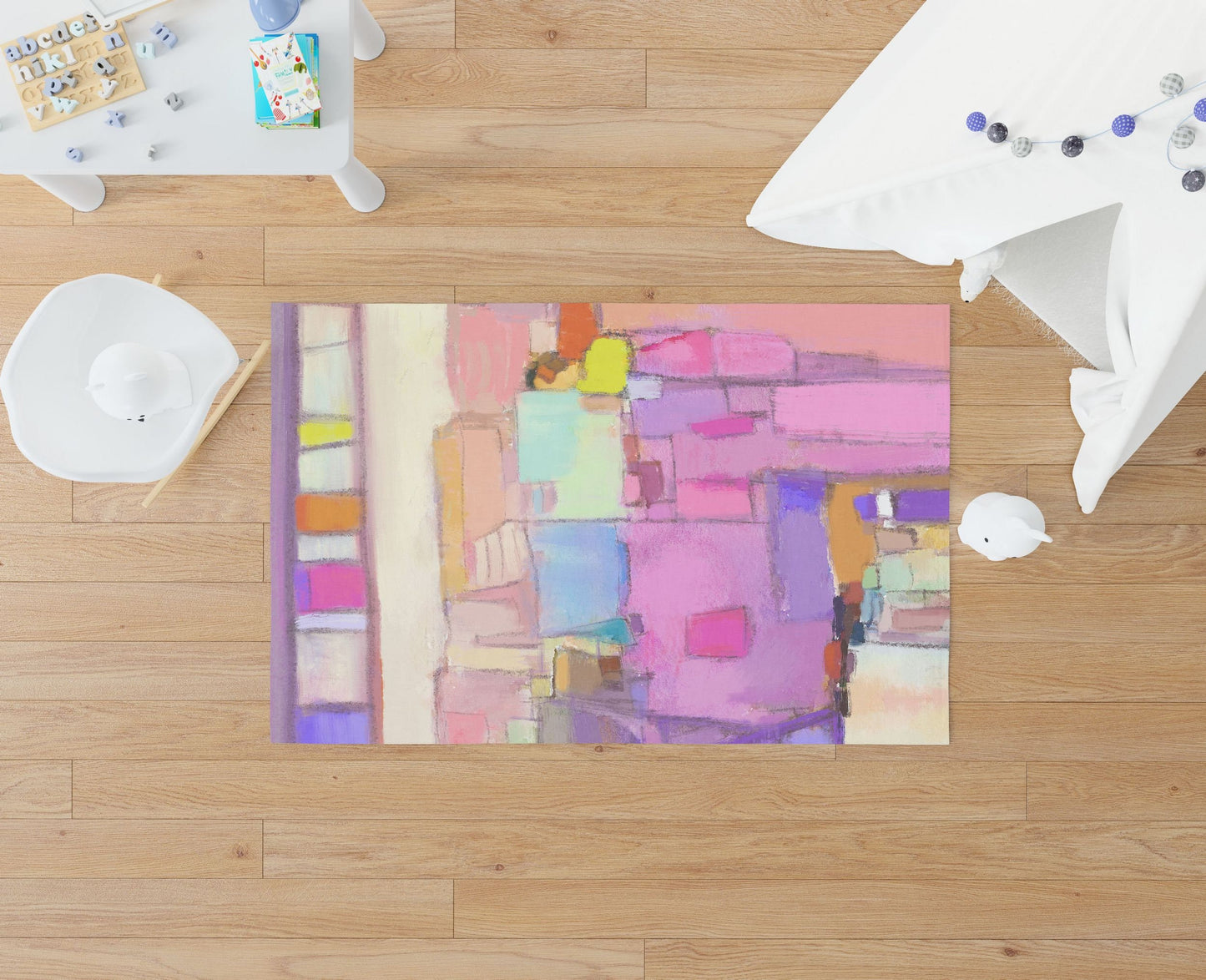 Area Rug Gift For Her, Thick Carpet, Rectangle Area Rug, Pink Rug, , Contemporary Rug, Rug For Decor, Made In Usa, Flat Woven Rug