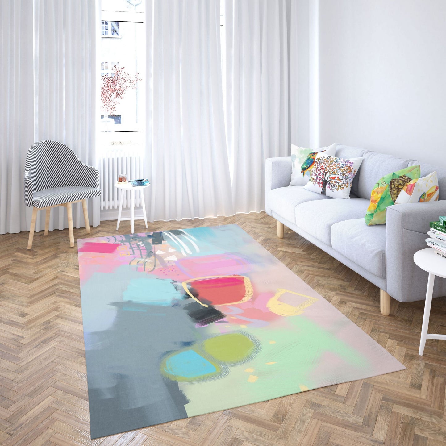 Carpet Rug, Thick Carpet, Rectangle Rugs, Rainbow Rug, Abstract Rug, Rustic Rug, Large Living Room Rug, Made In Usa, Flat Woven Rug