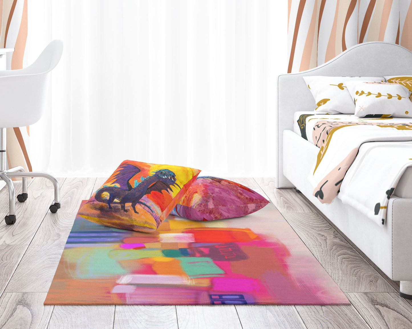 Area Rug, Large Rug 8X12, Thick Carpet, Rectangle Rug, Rainbow Rug, Abstract Rug, Contemporary Rug, Farmhouse Area Rug, Made In Usa