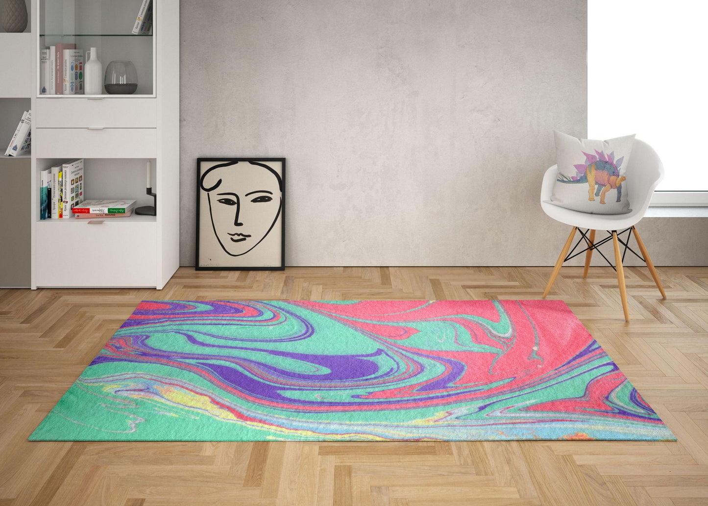 Carpet, Area Rug 4X6, Durable Rug, Rectangle Rugs, Colorful Rug, Abstract Rug, Modern Area Rug, New Home Gift, Made In USA, Flat Woven Rug