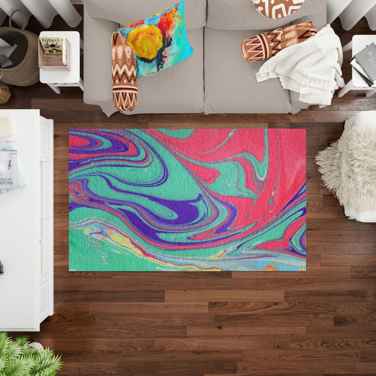 Carpet, Area Rug 4X6, Durable Rug, Rectangle Rugs, Colorful Rug, Abstract Rug, Modern Area Rug, New Home Gift, Made In USA, Flat Woven Rug