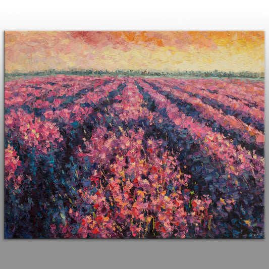French Lavender Fields Oil Painting, Canvas Wall Art, Paintings On Canvas, Large Wall Art, Palette Knife Oil Painting, Modern Painting