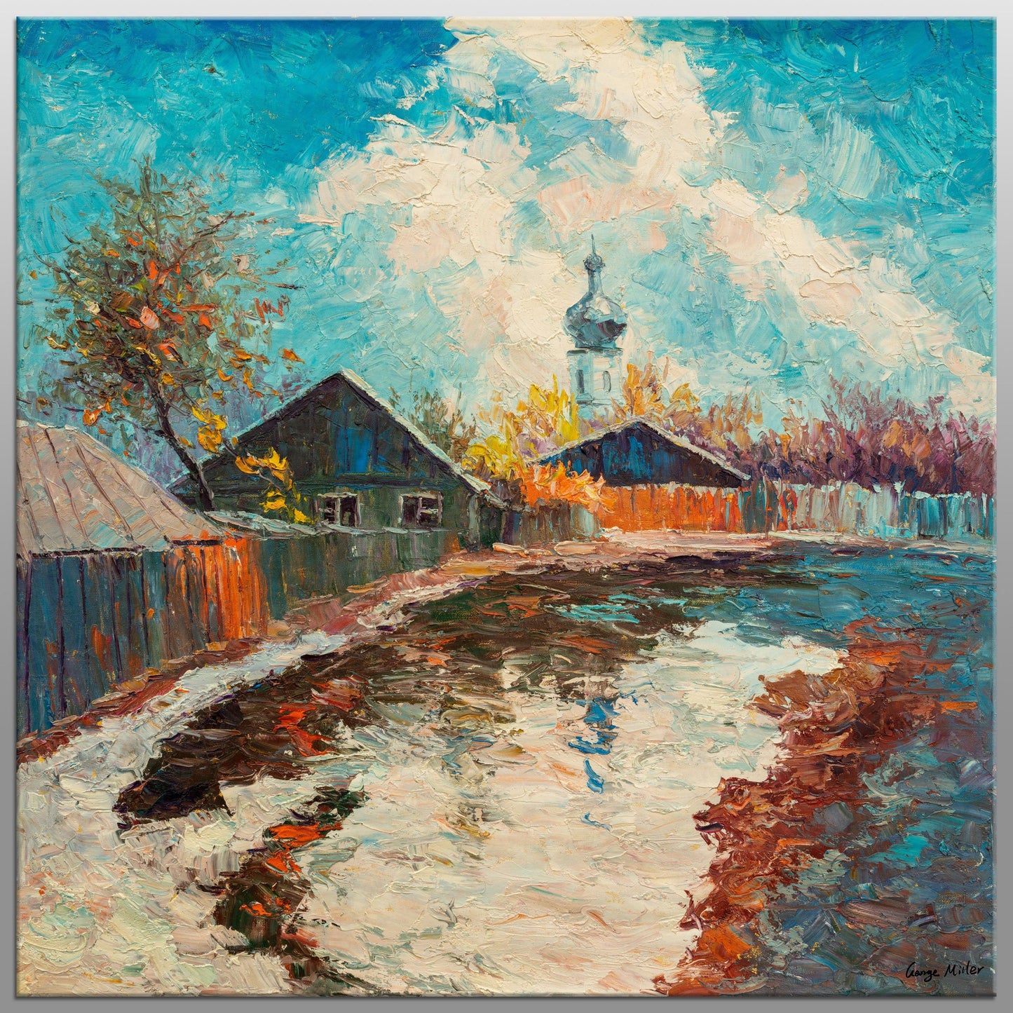 Winter Landscape Oil Painting, Canvas Wall Art, Oil On Canvas Painting, Landscape, Oversized Painting, Modern Wall Art, Impasto Oil Painting