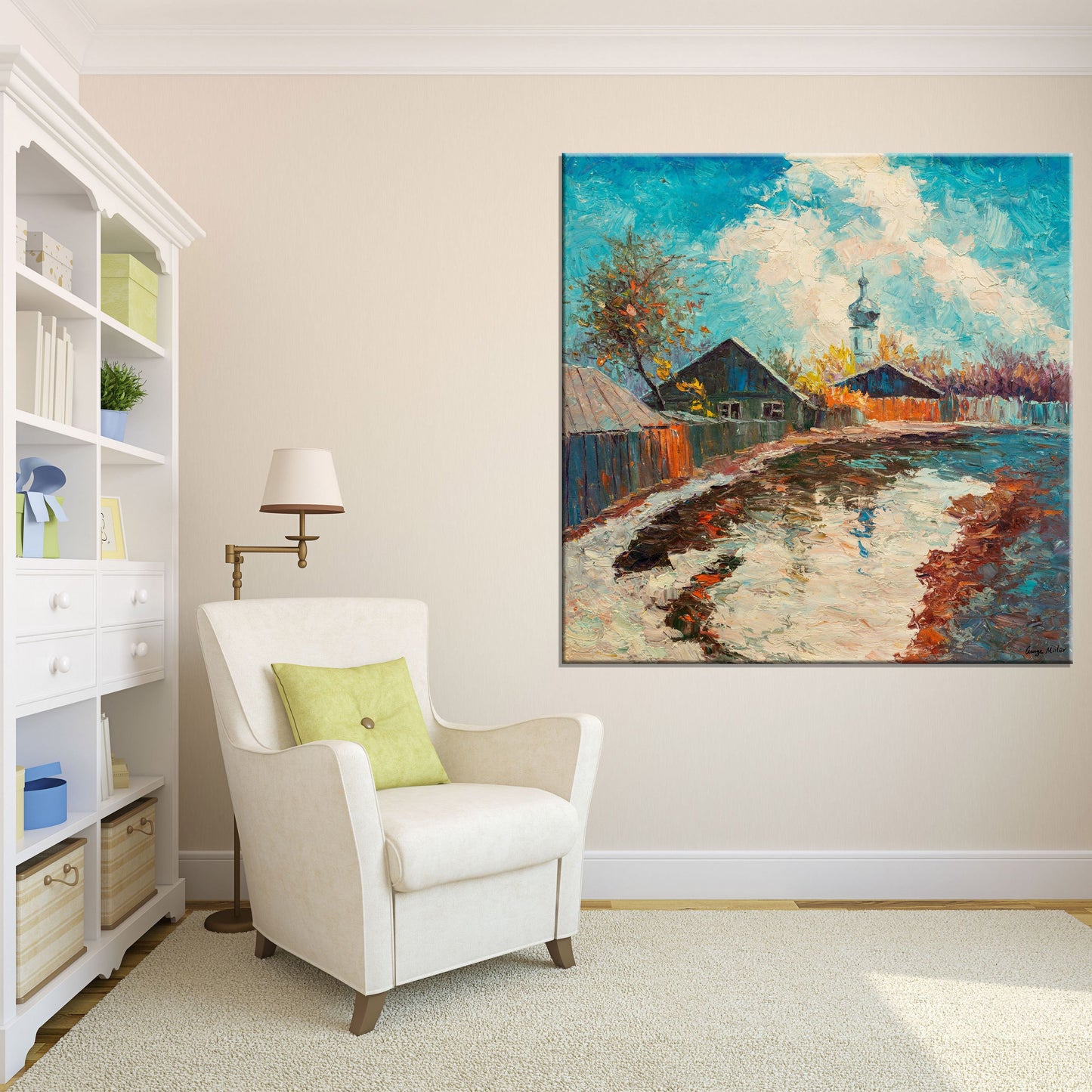 Winter Landscape Oil Painting, Canvas Wall Art, Oil On Canvas Painting, Landscape, Oversized Painting, Modern Wall Art, Impasto Oil Painting