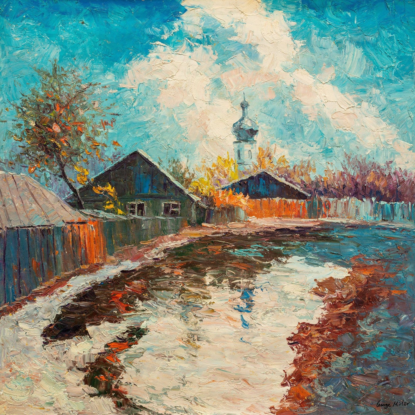 Winter Landscape Oil Painting, Canvas Wall Art, Oil On Canvas Painting, Landscape, Oversized Painting, Modern Wall Art, Impasto Oil Painting
