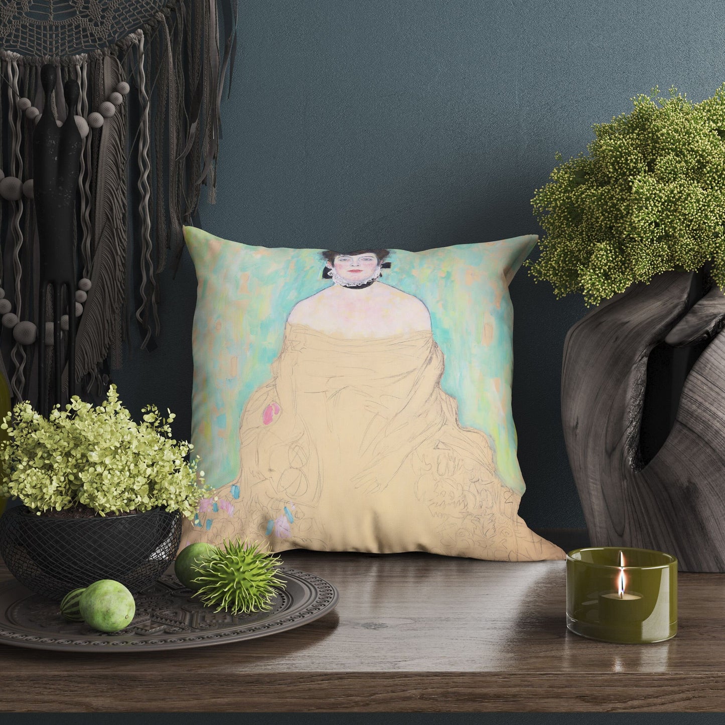 Gustav Klimt Famous Painting Amalie Zuckerkandl Pillow Case, Abstract Throw Pillow Cover, Artist Pillow, Art Nouveau 22X22 Pillow Cover