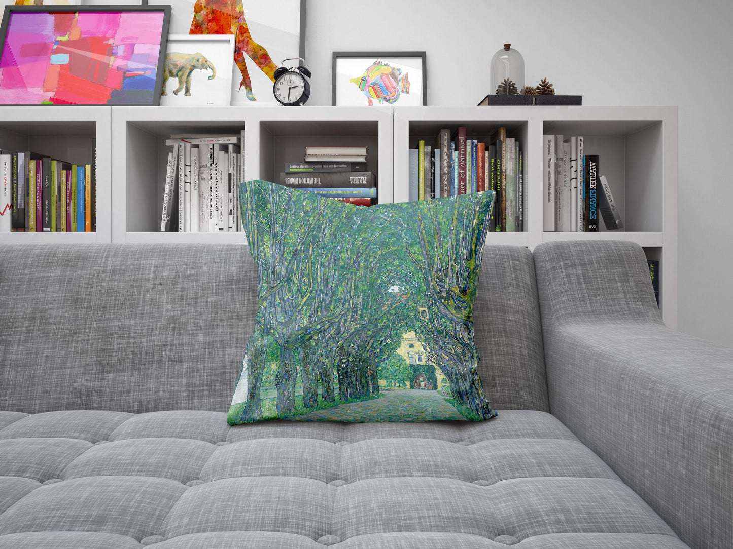 Gustav Klimt Famous Painting Avenue To Schloss Kammer Abstract Throw Pillow Cover, Designer Pillow, Art Nouveau Pillow, 22X22 Pillow Cover