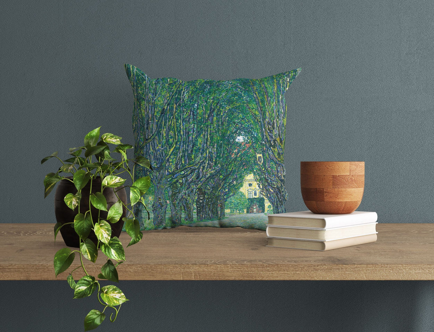 Gustav Klimt Famous Painting Avenue To Schloss Kammer Abstract Throw Pillow Cover, Designer Pillow, Art Nouveau Pillow, 22X22 Pillow Cover