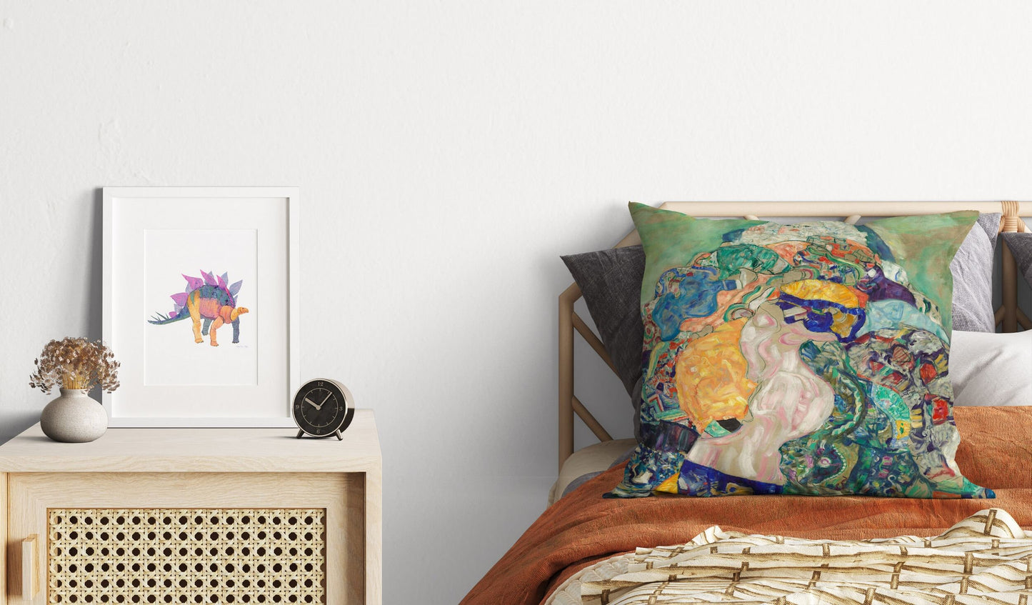 Gustav Klimt Famous Art Baby (Cradle) Abstract Throw Pillow, Designer Pillow, Contemporary Pillow, 22X22 Pillow Cover, Housewarming Gift