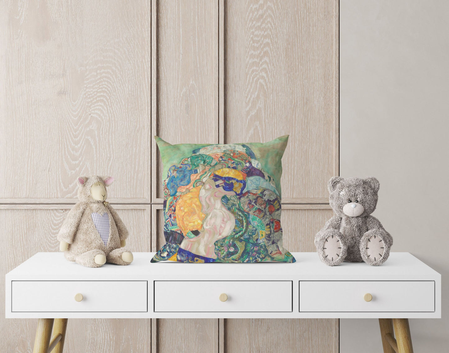 Gustav Klimt Famous Art Baby (Cradle) Abstract Throw Pillow, Designer Pillow, Contemporary Pillow, 22X22 Pillow Cover, Housewarming Gift