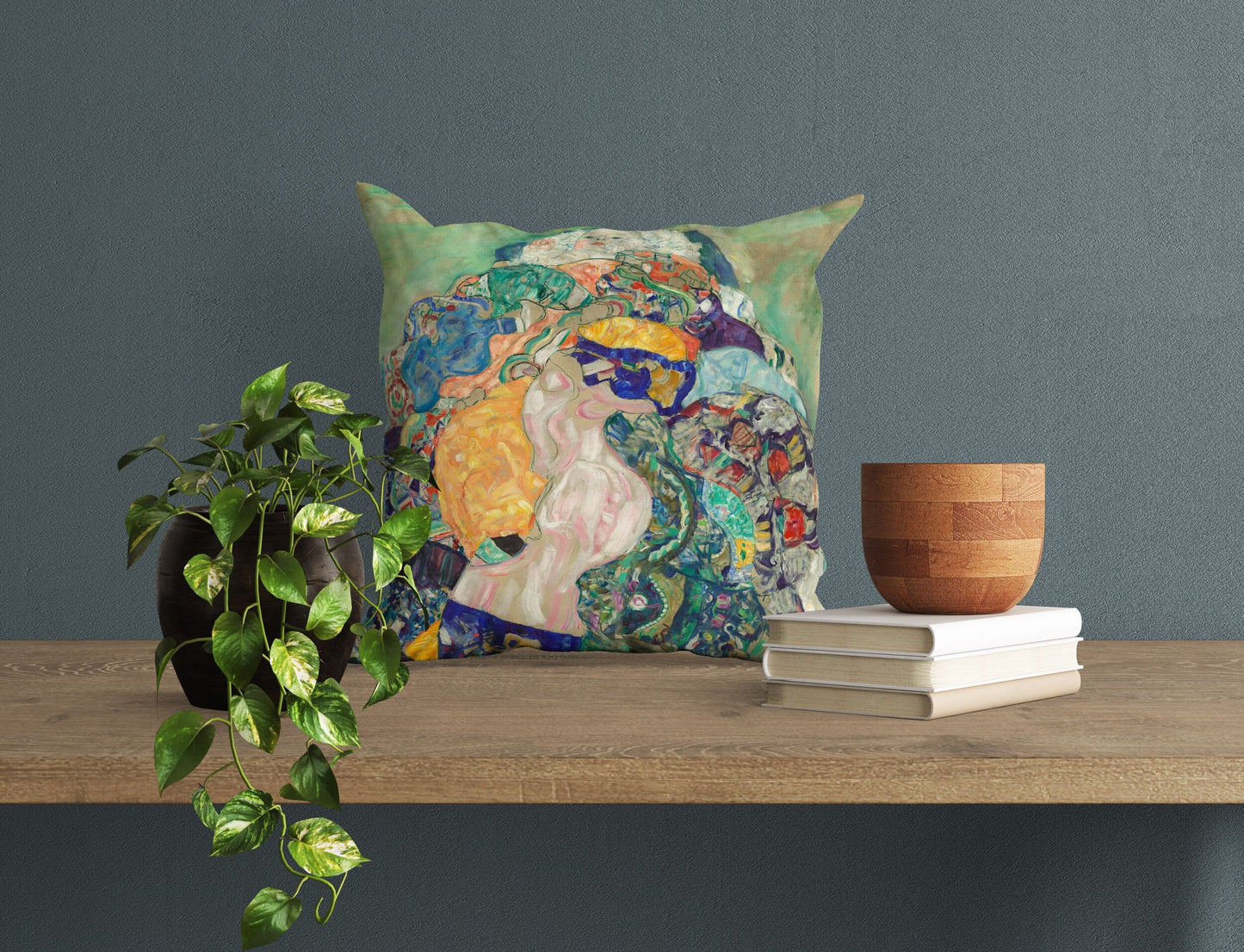 Gustav Klimt Famous Art Baby (Cradle) Abstract Throw Pillow, Designer Pillow, Contemporary Pillow, 22X22 Pillow Cover, Housewarming Gift