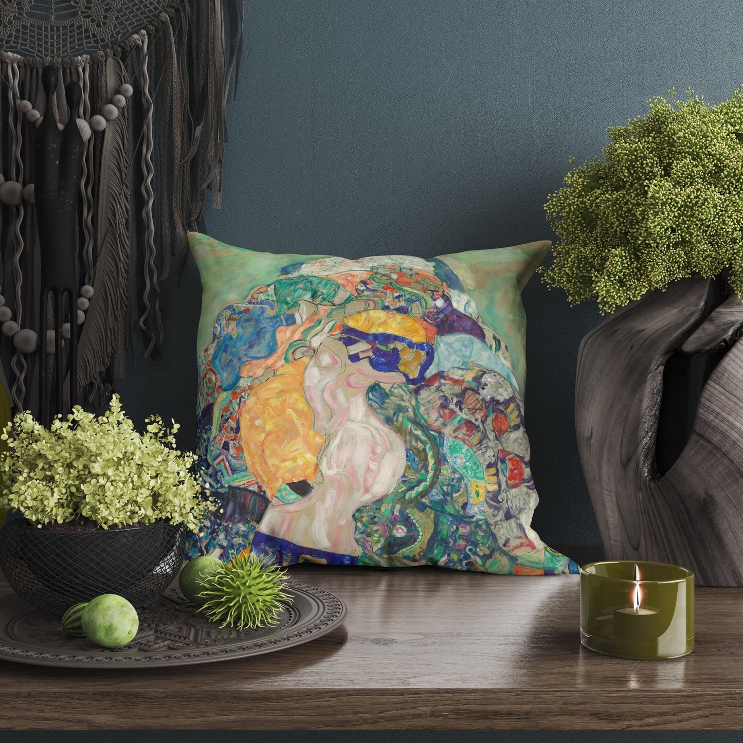 Gustav Klimt Famous Art Baby (Cradle) Abstract Throw Pillow, Designer Pillow, Contemporary Pillow, 22X22 Pillow Cover, Housewarming Gift