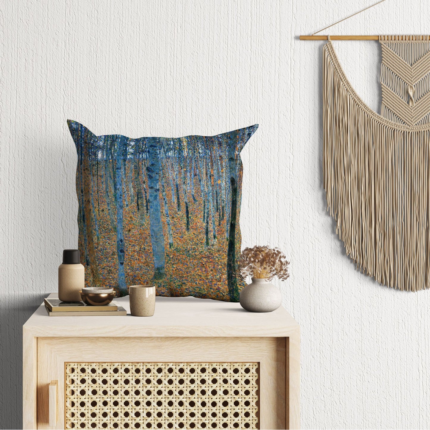 Gustav Klimt Famous Art Beech Grove Pillow Case, Abstract Throw Pillow Cover, Soft Pillow Cases, Art Nouveau Pillow, 18 X 18 Pillow Covers