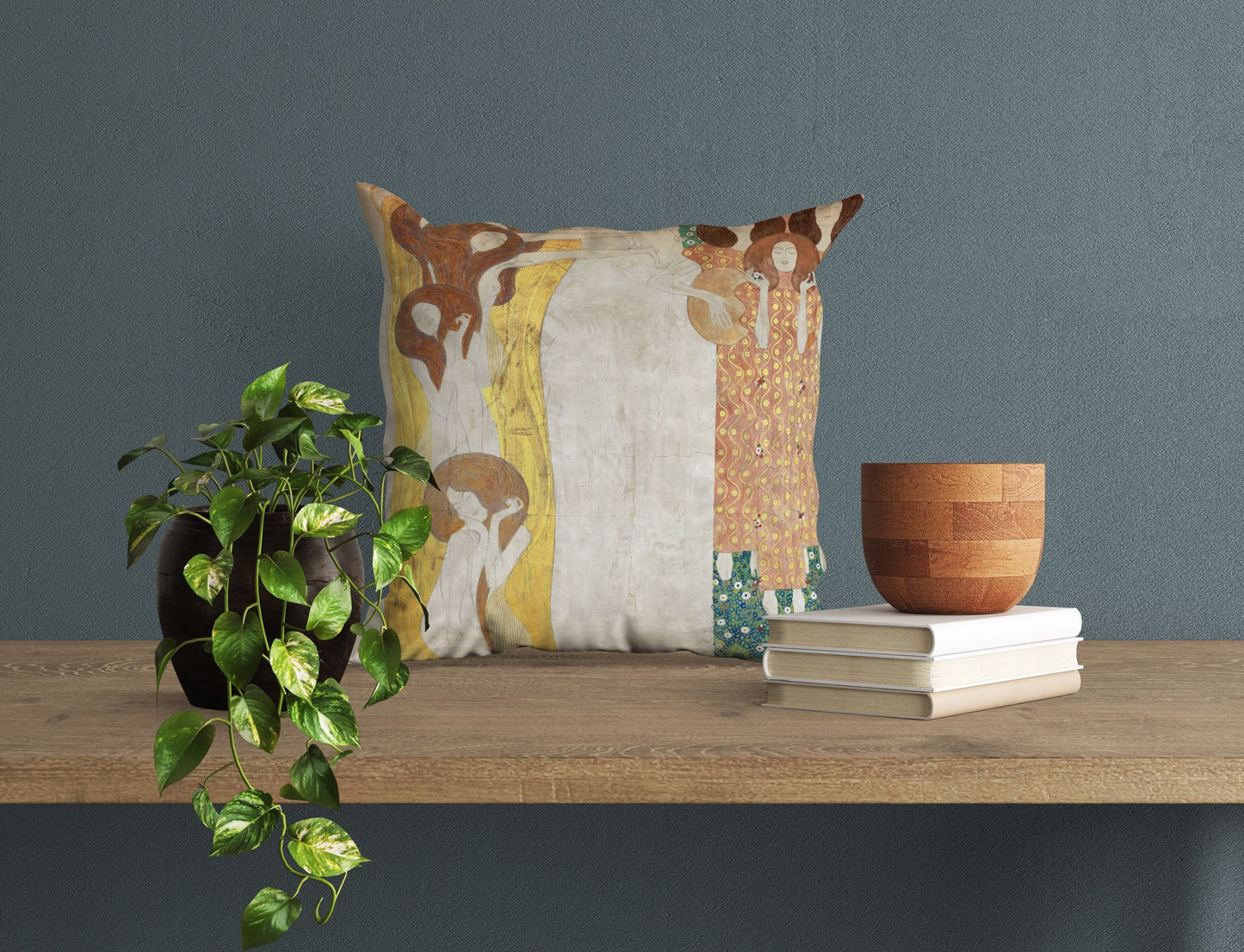Gustav Klimt Famous Art Beethoven Frieze Throw Pillow Cover, Abstract Pillow, Designer Pillow, Gold, Art Nouveau Pillow Sofa Pillows
