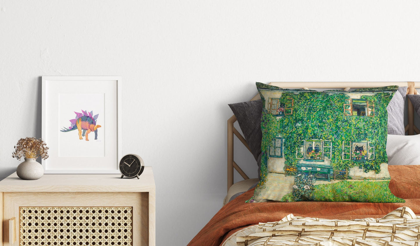 Gustav Klimt Famous Painting Forester'S House In Weissenbach II Throw Pillow Cover, Abstract Throw Pillow Cover, Artist Pillow, Green Pillow