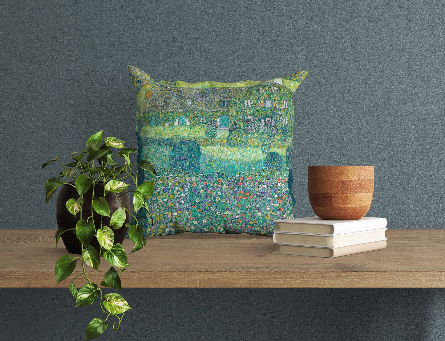 Gustav Klimt Famous Art Forester'S Lodge In Weissenbach I Pillow Case, Abstract Pillow, Soft Pillow Cases, Green Pillow Cases, Modern Pillow