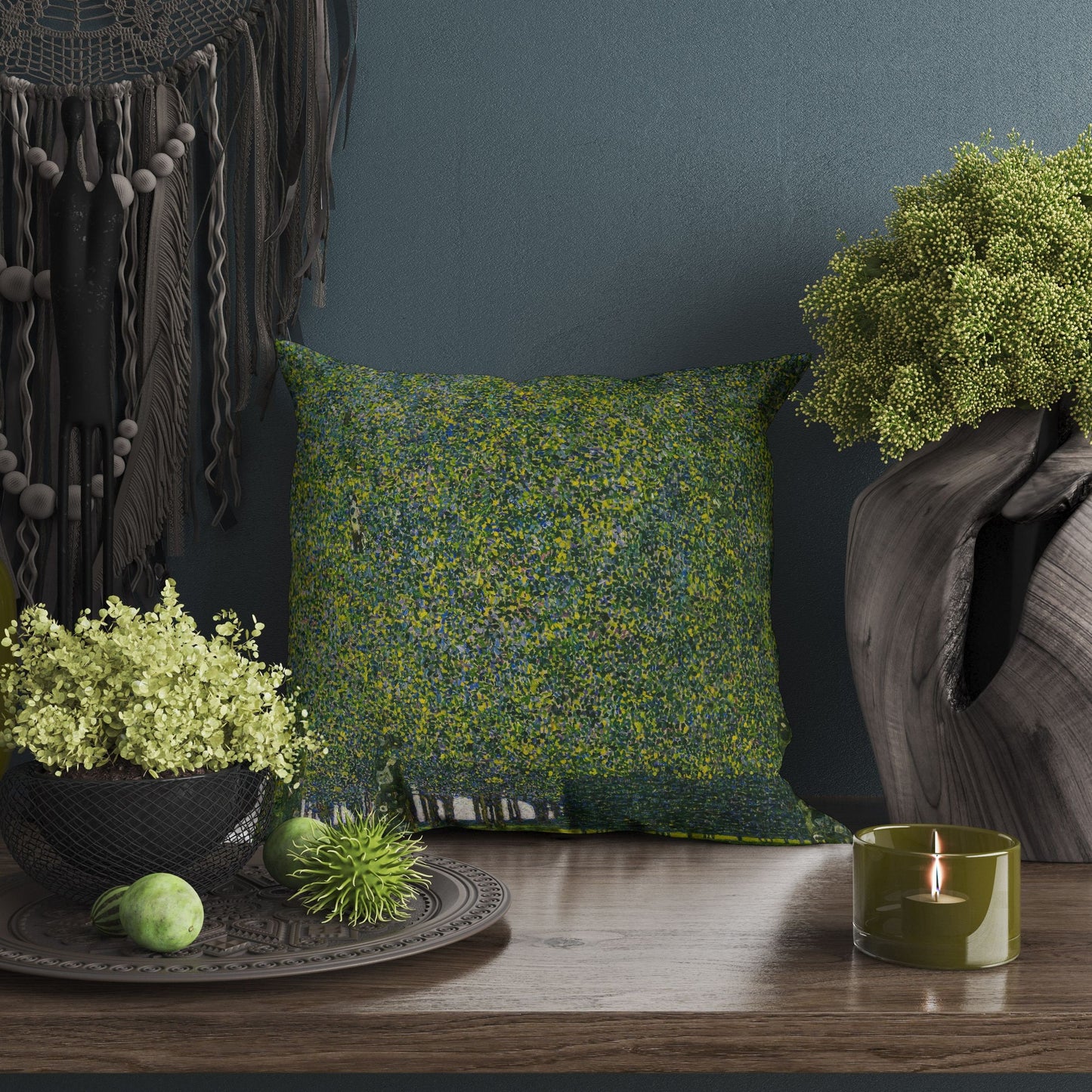 Gustav Klimt Famous Art, Throw Pillow, Abstract Pillow, Designer Pillow, Green Pillow Cases, Modern Pillow, Housewarming Gift, Sofa Pillows