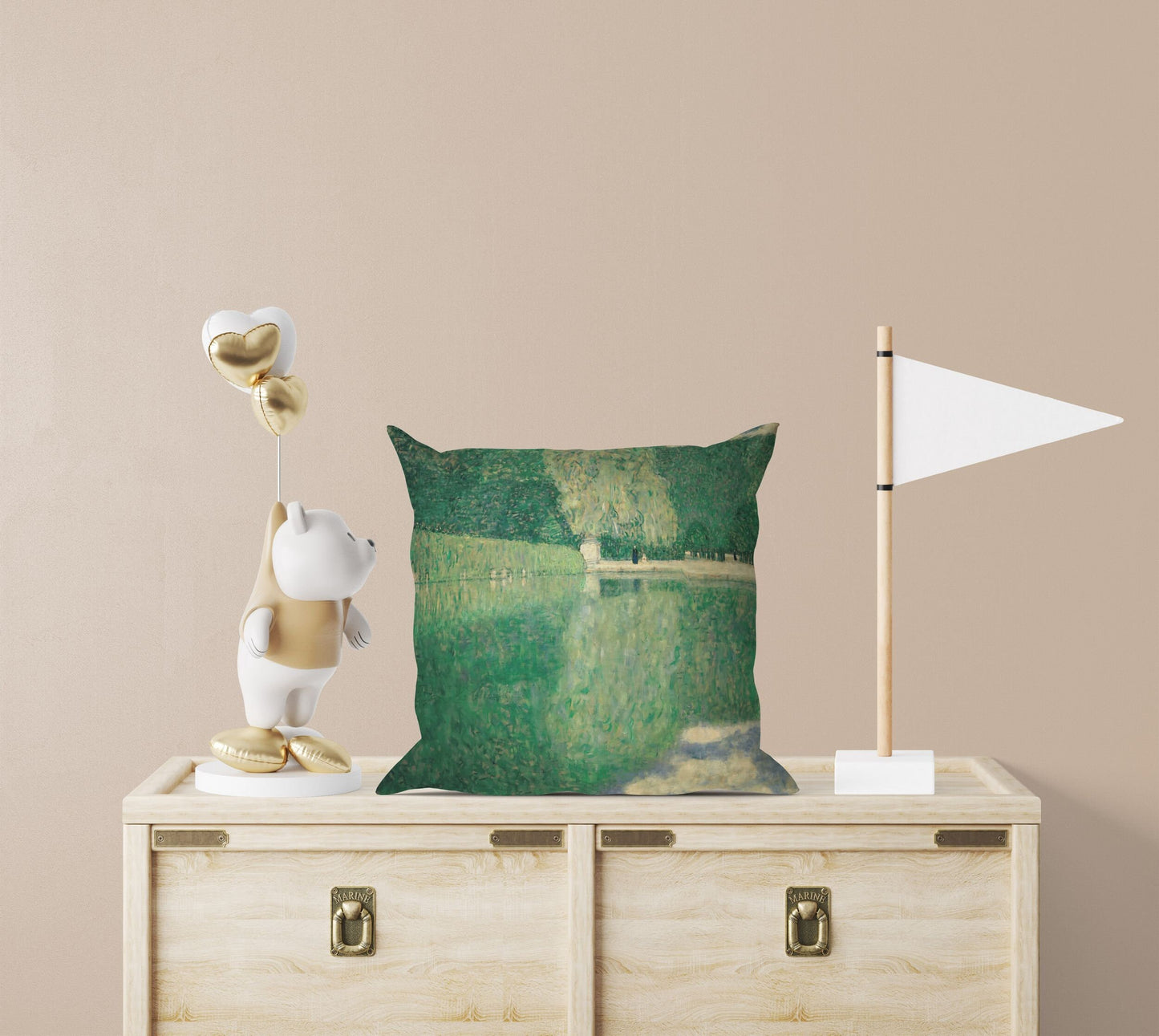 Gustav Klimt Famous Art, Throw Pillow Cover, Green Pillow Cases, Contemporary Pillow, 22X22 Pillow Cover, Home Decor Pillow, Sofa Pillows