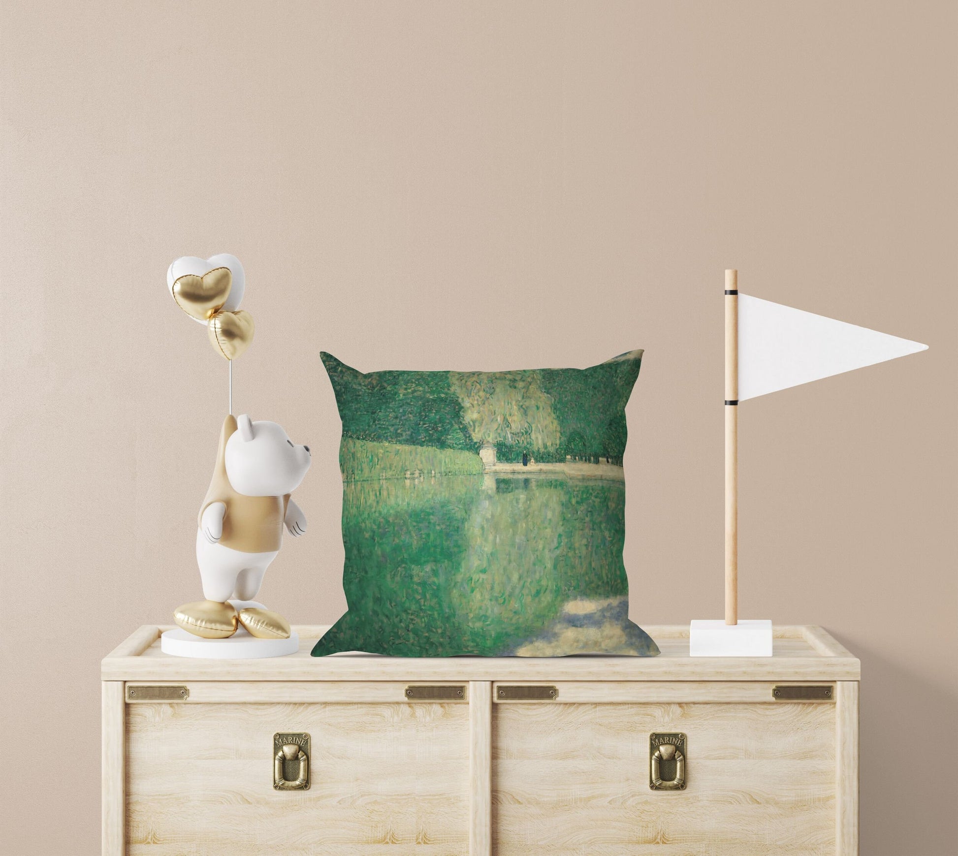 Gustav Klimt Famous Art, Throw Pillow Cover, Green Pillow Cases, Contemporary Pillow, 22X22 Pillow Cover, Home Decor Pillow, Sofa Pillows