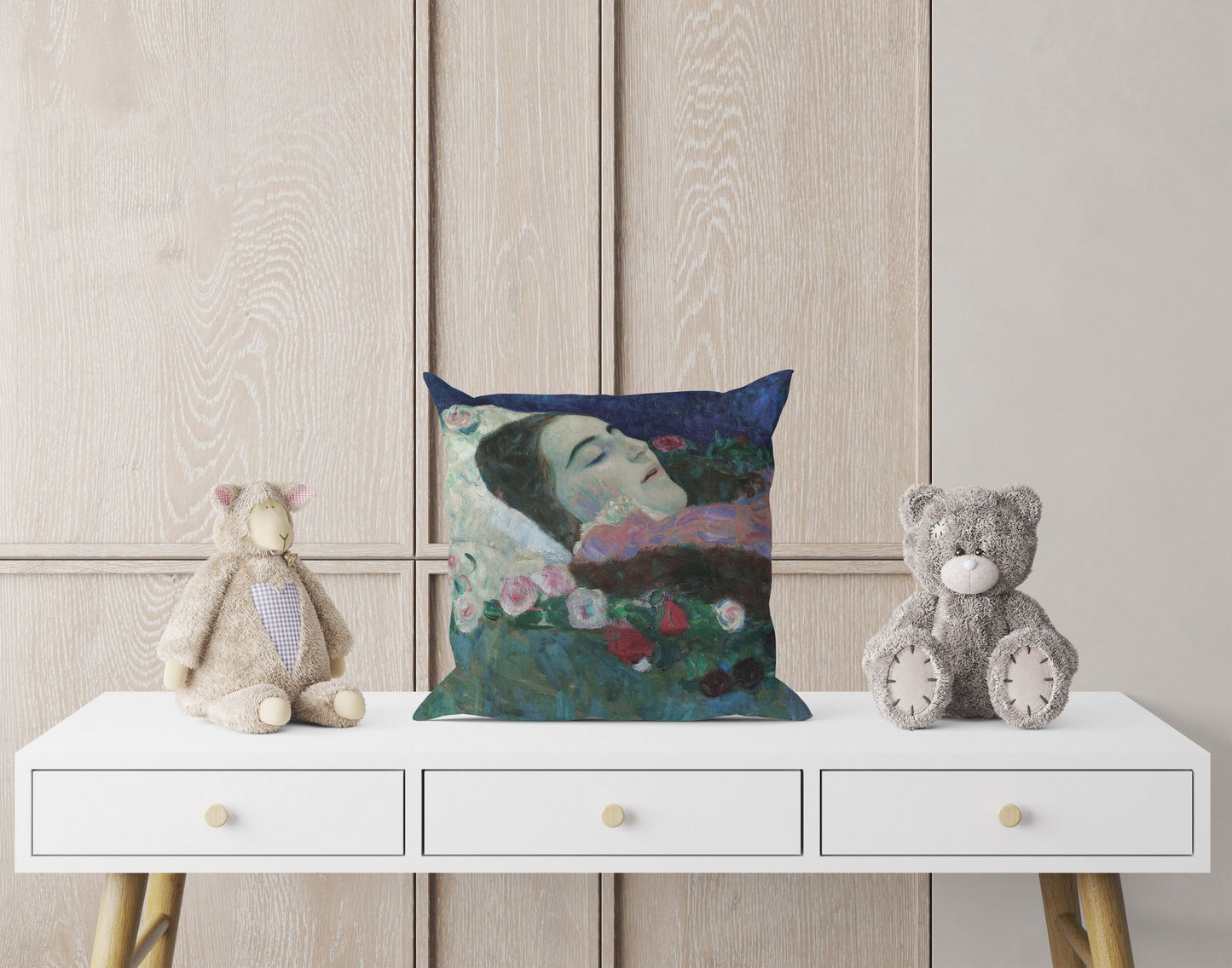Gustav Klimt Famous Art, Pillow Case, Abstract Throw Pillow, Designer Pillow, Green Pillow Cases, Art Nouveau Pillow, Large Pillow Cases
