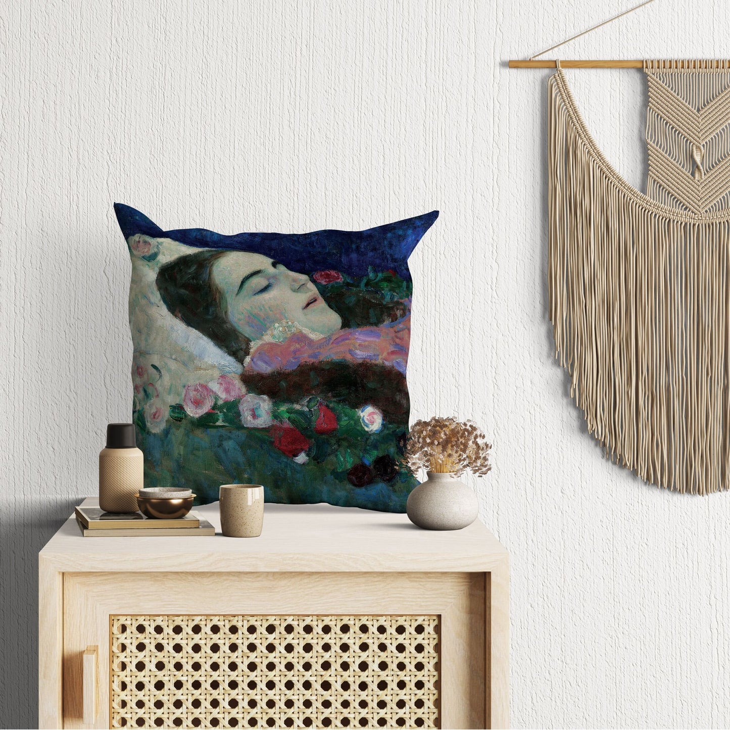 Gustav Klimt Famous Art, Pillow Case, Abstract Throw Pillow, Designer Pillow, Green Pillow Cases, Art Nouveau Pillow, Large Pillow Cases
