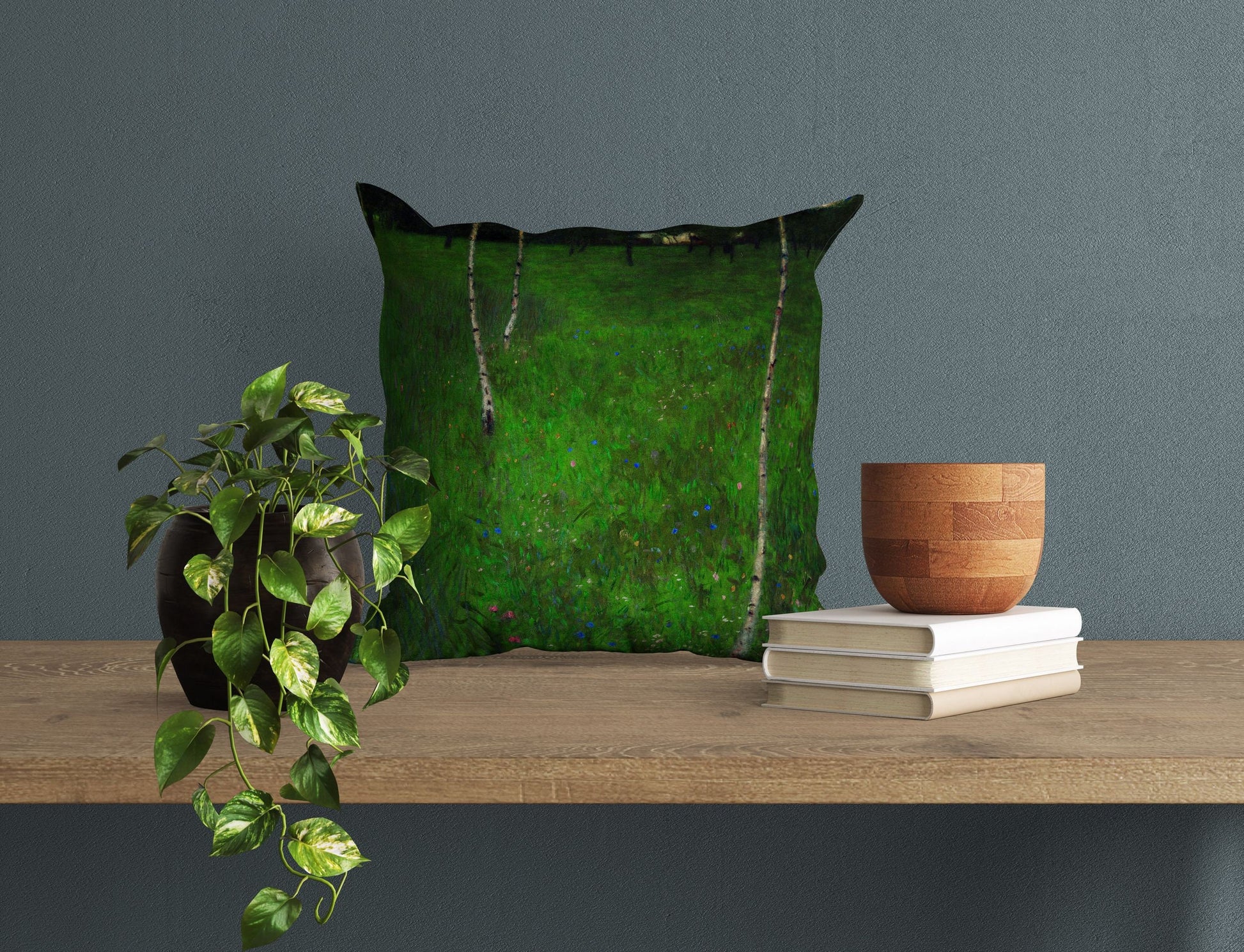 Abstract Throw Pillow, Gustav Klimt Famous Art, Throw Pillow Cover, Soft Pillow Cases, Green Pillow Cases, Art Nouveau Pillow, Square Pillow