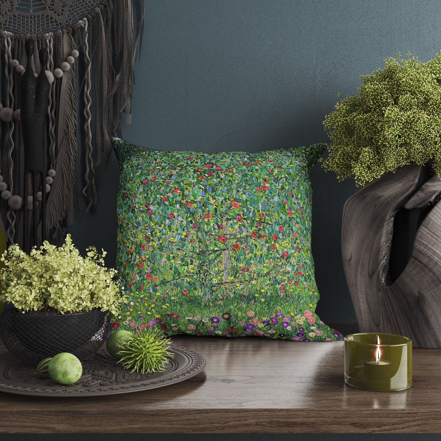 Gustav Klimt Famous Painting, Throw Pillow Cover, Abstract Throw Pillow Cover, Artist Pillow, Green Pillow Cases, 22X22 Pillow Cover