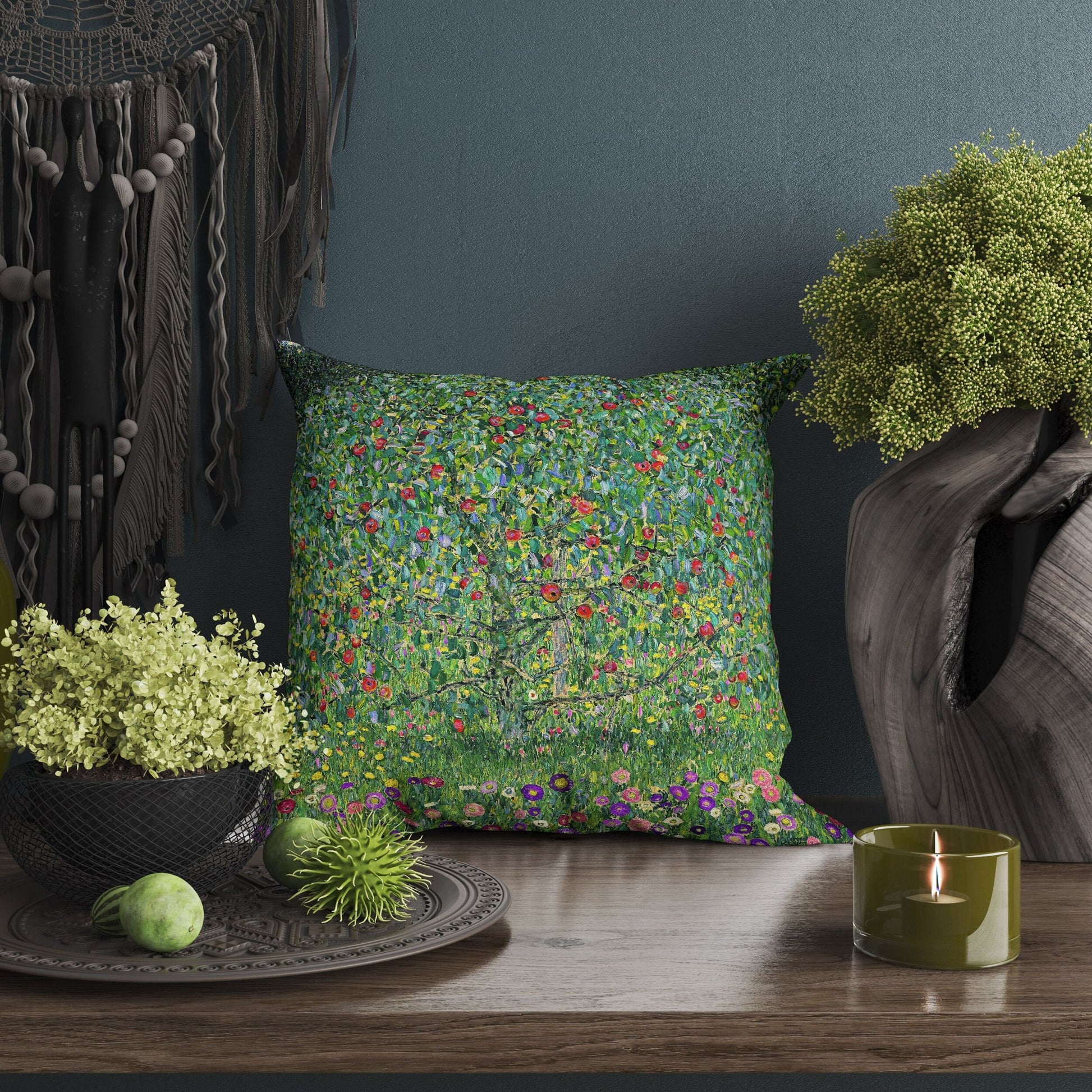 Gustav Klimt Famous Painting, Throw Pillow Cover, Abstract Throw Pillow Cover, Artist Pillow, Green Pillow Cases, 22X22 Pillow Cover