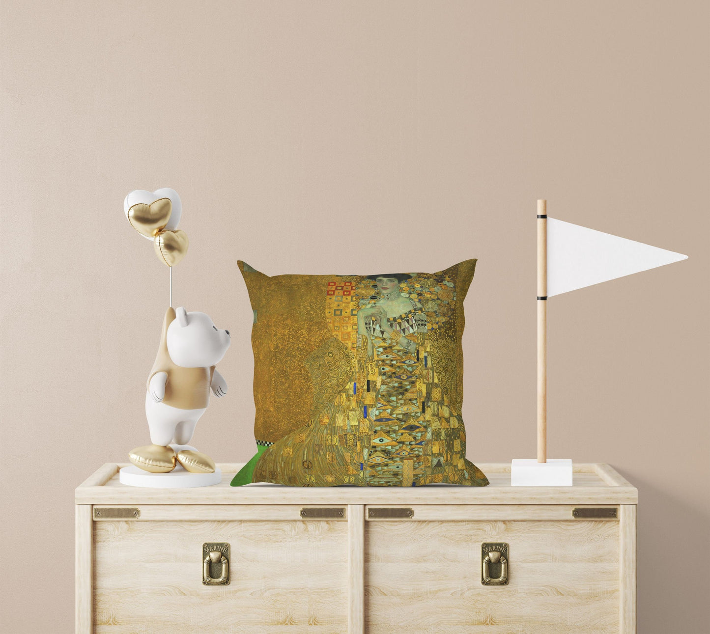 Gustav Klimt Famous Painting Portrait Of Adele Bloch-Bauer I, Decorative Pillow, Soft Pillow Cases, Gold, Art Nouveau Pillow, Large Pillow