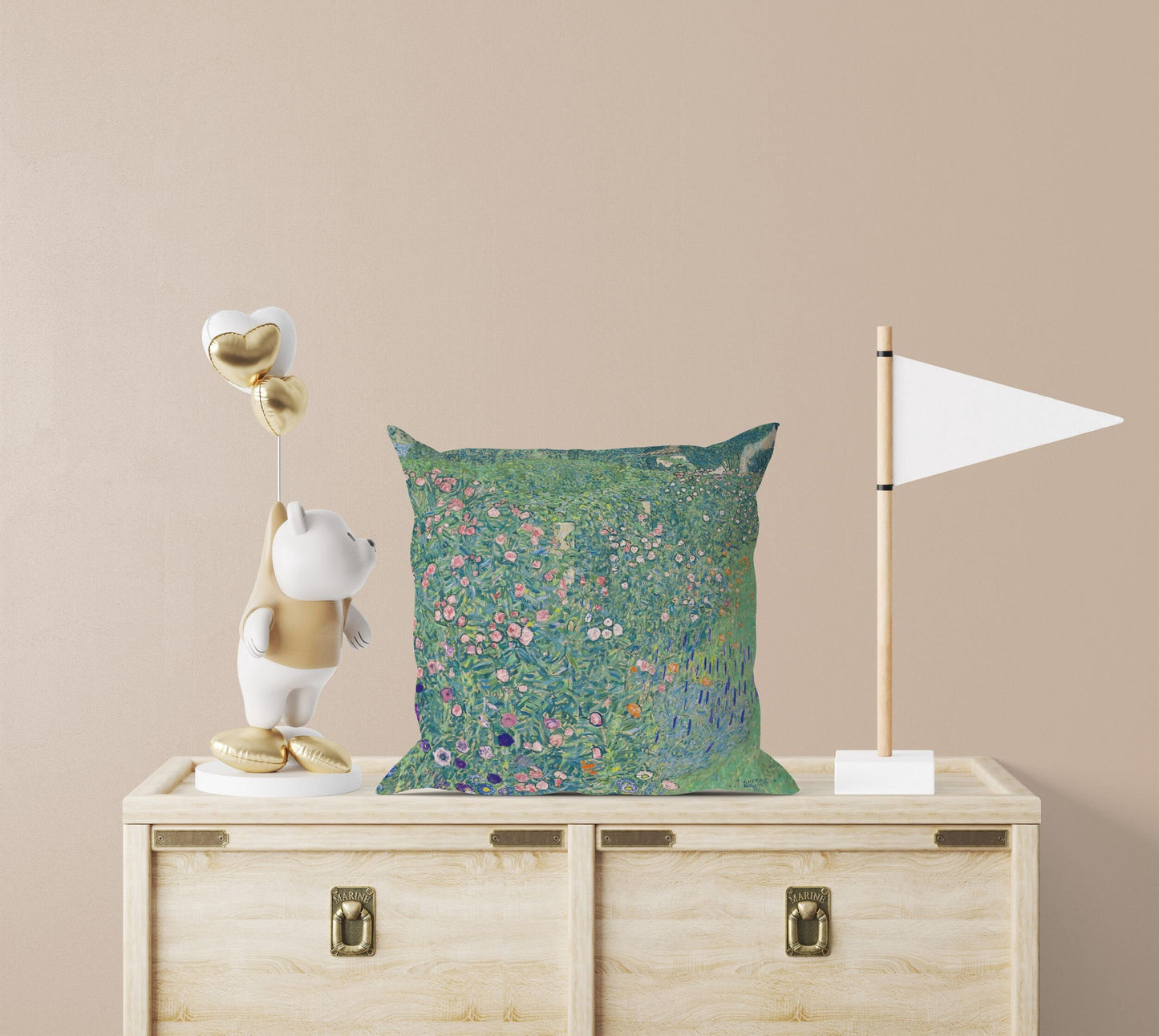 Gustav Klimt Famous Painting Italian Garden Landscape, Abstract Throw Pillow Cover, Designer Pillow, Green Pillow Cases, Sofa Pillows