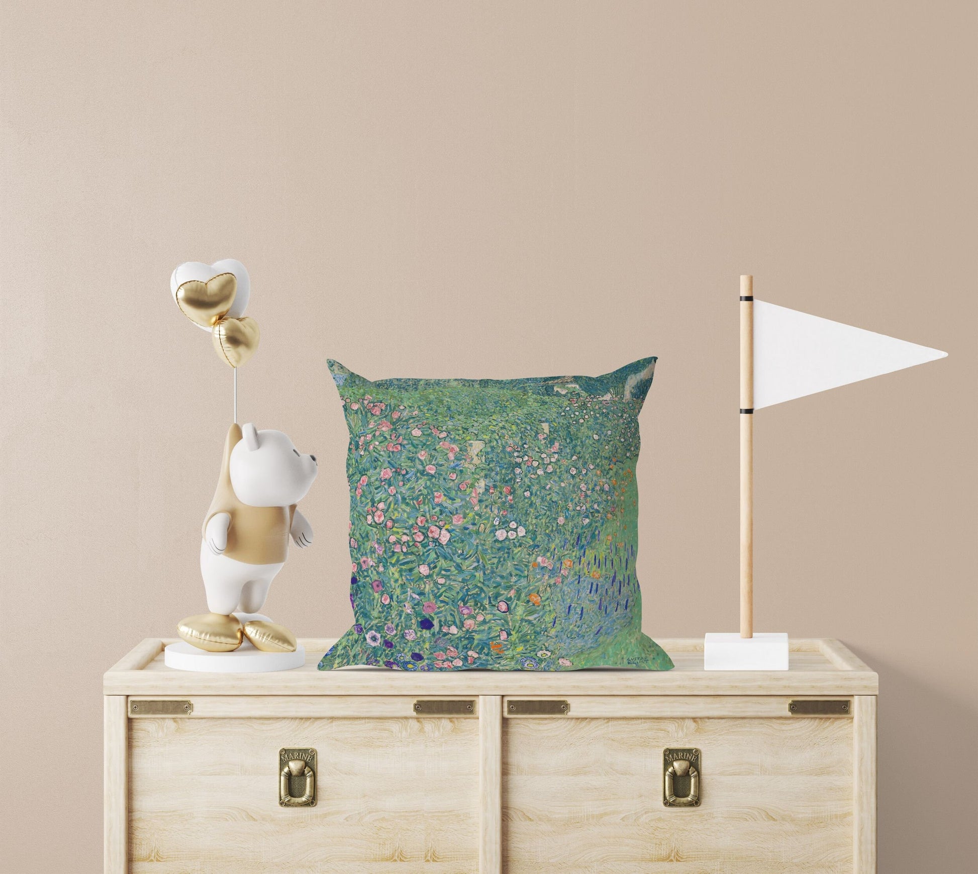 Gustav Klimt Famous Painting Italian Garden Landscape, Abstract Throw Pillow Cover, Designer Pillow, Green Pillow Cases, Sofa Pillows
