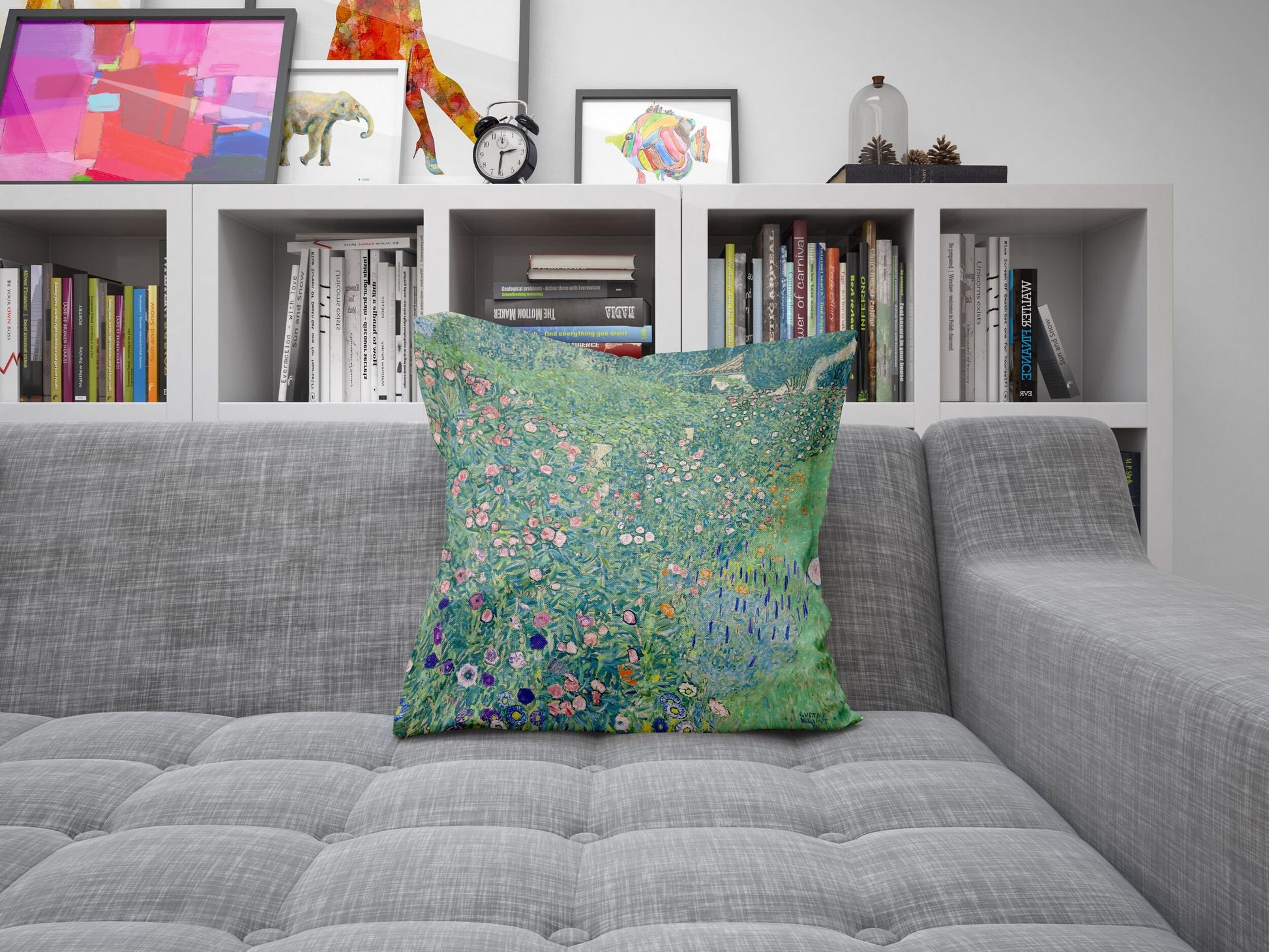 Gustav Klimt Famous Painting Italian Garden Landscape, Abstract Throw Pillow Cover, Designer Pillow, Green Pillow Cases, Sofa Pillows