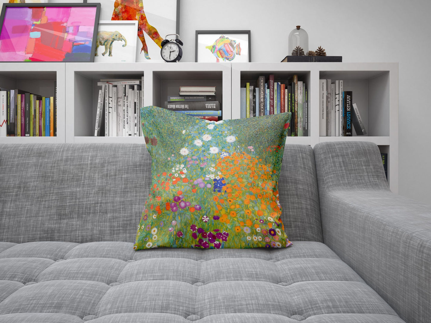 Gustav Klimt Famous Painting Bauerngarten, Pillow Case, Abstract Throw Pillow Cover, Green Pillow Cases, Contemporary Pillow, Square Pillow