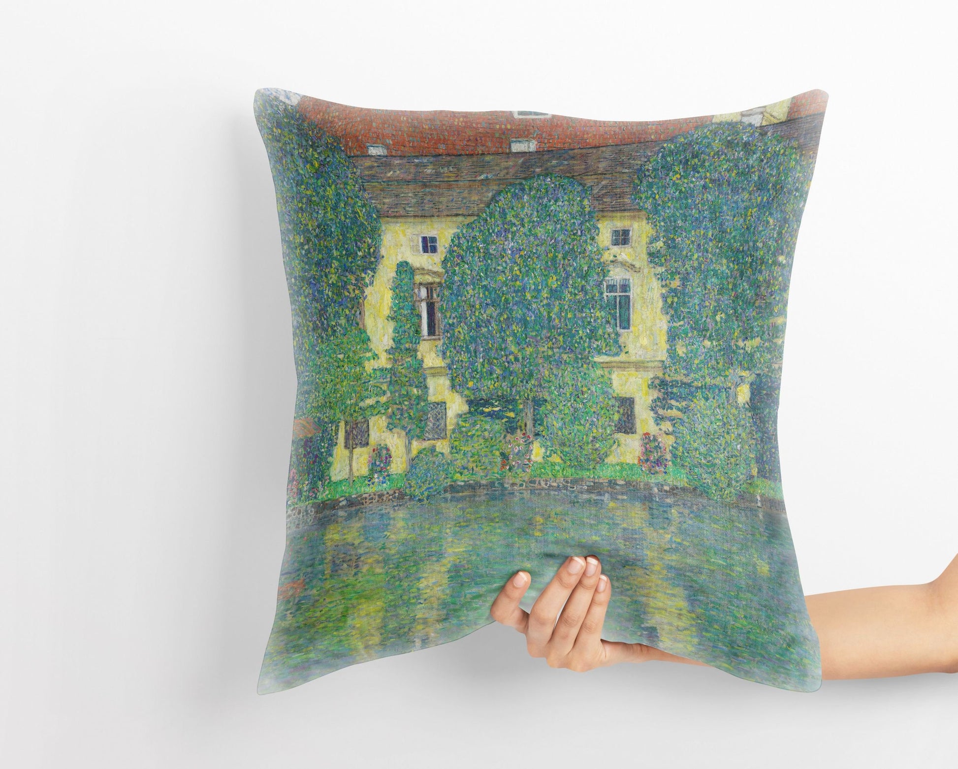 Gustav Klimt Famous Painting Schloss Kammer On Lake Attersee III Pillow Case, Abstract Pillow, Artist Pillow, Home Decor Pillow Sofa Pillows