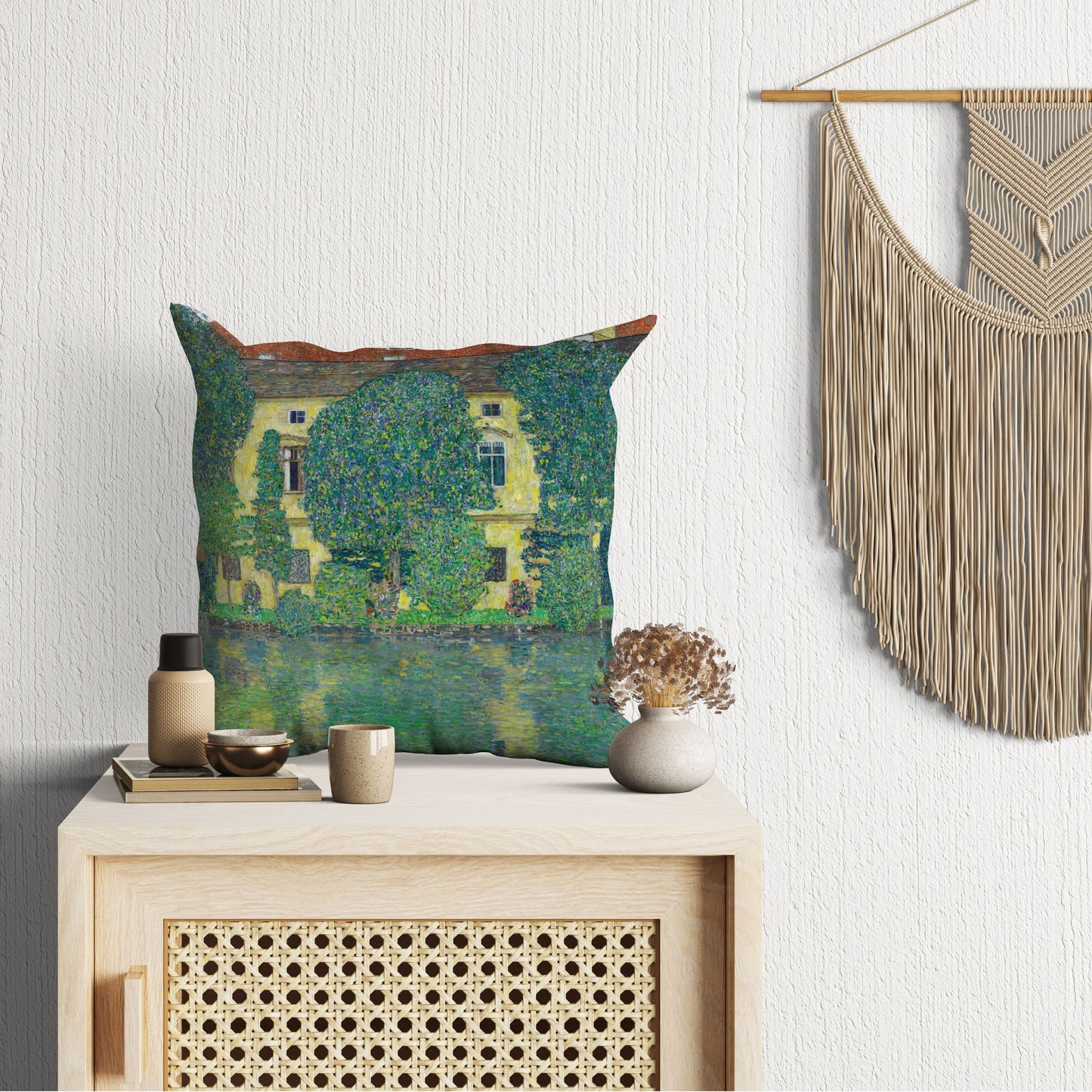 Gustav Klimt Famous Painting Schloss Kammer On Lake Attersee III Pillow Case, Abstract Pillow, Artist Pillow, Home Decor Pillow Sofa Pillows