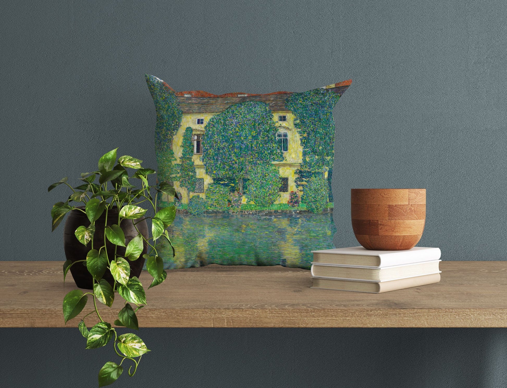 Gustav Klimt Famous Painting Schloss Kammer On Lake Attersee III Pillow Case, Abstract Pillow, Artist Pillow, Home Decor Pillow Sofa Pillows