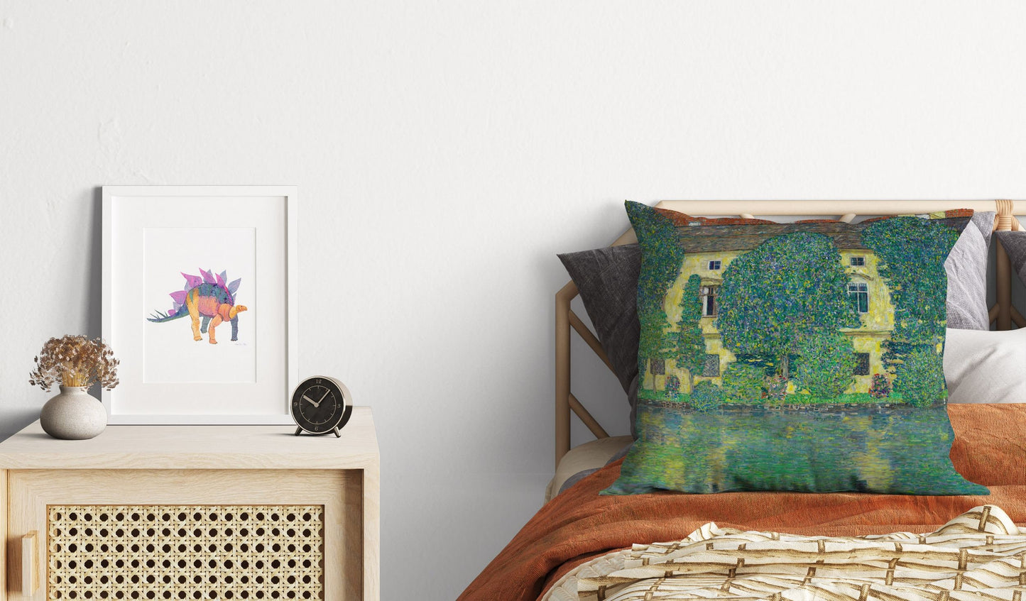 Gustav Klimt Famous Painting Schloss Kammer On Lake Attersee III Pillow Case, Abstract Pillow, Artist Pillow, Home Decor Pillow Sofa Pillows