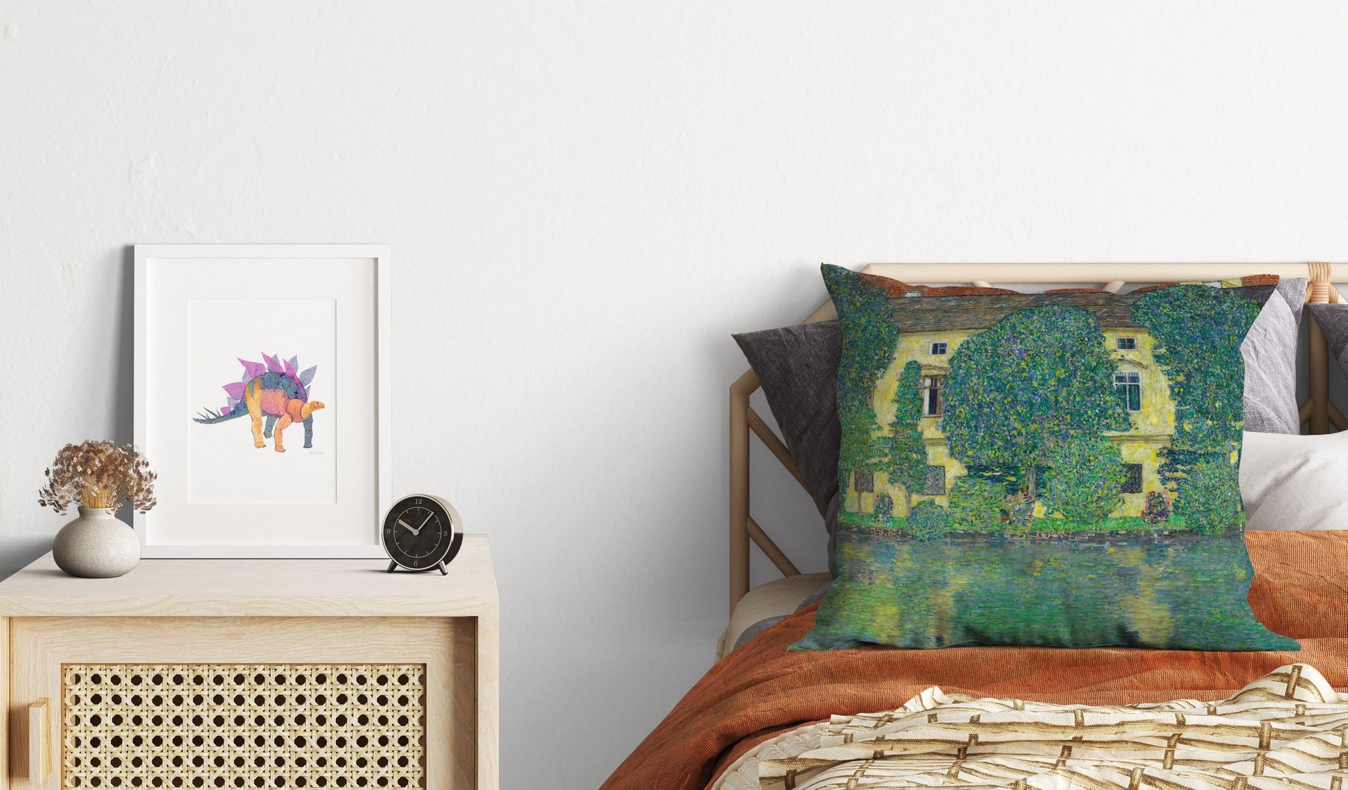 Gustav Klimt Famous Painting Schloss Kammer On Lake Attersee III Pillow Case, Abstract Pillow, Artist Pillow, Home Decor Pillow Sofa Pillows