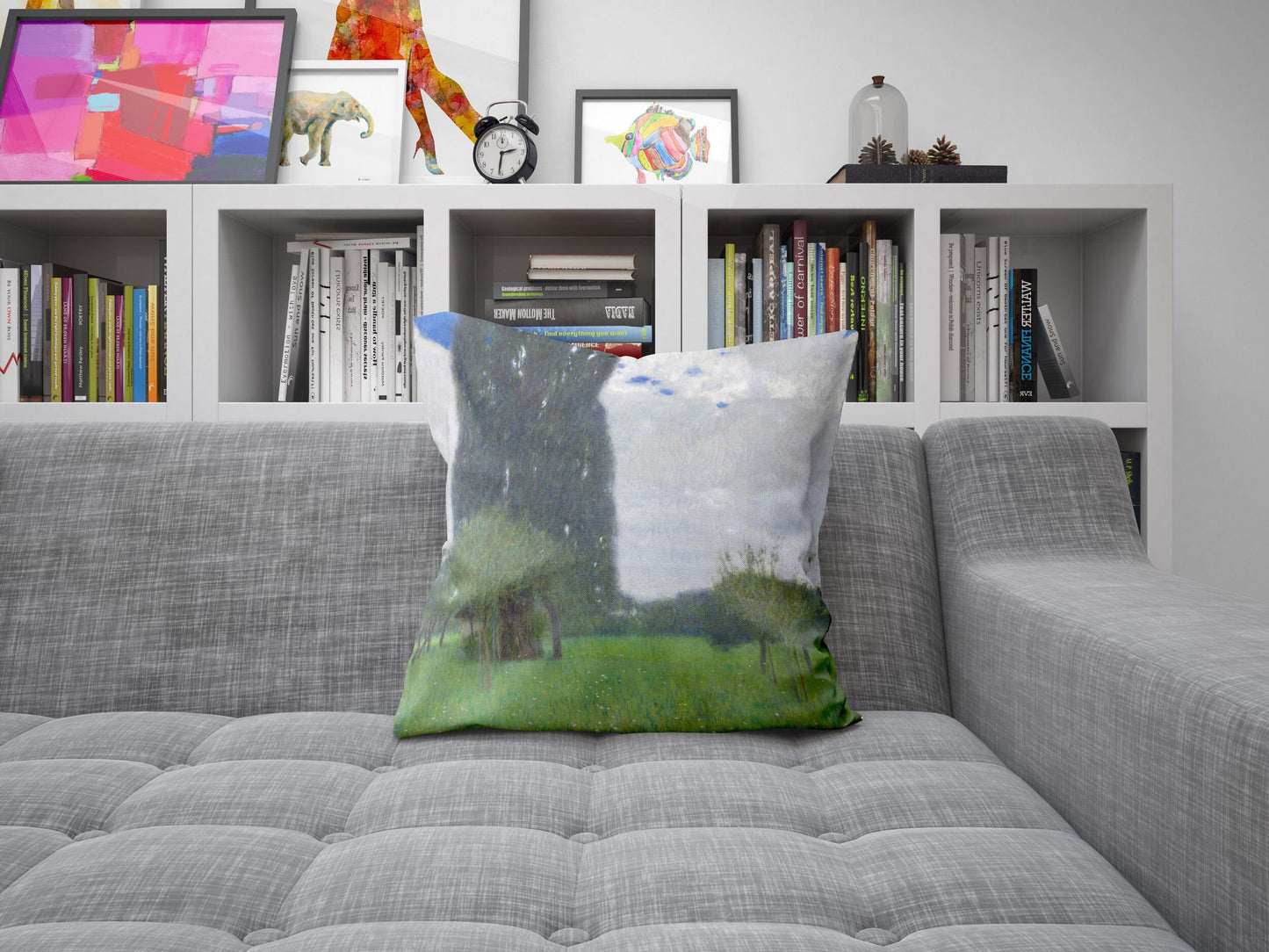 Gustav Klimt Famous Painting The Large Poplar, Tapestry Pillows, Abstract Throw Pillow Cover, Designer Pillow, Green Pillow Cases
