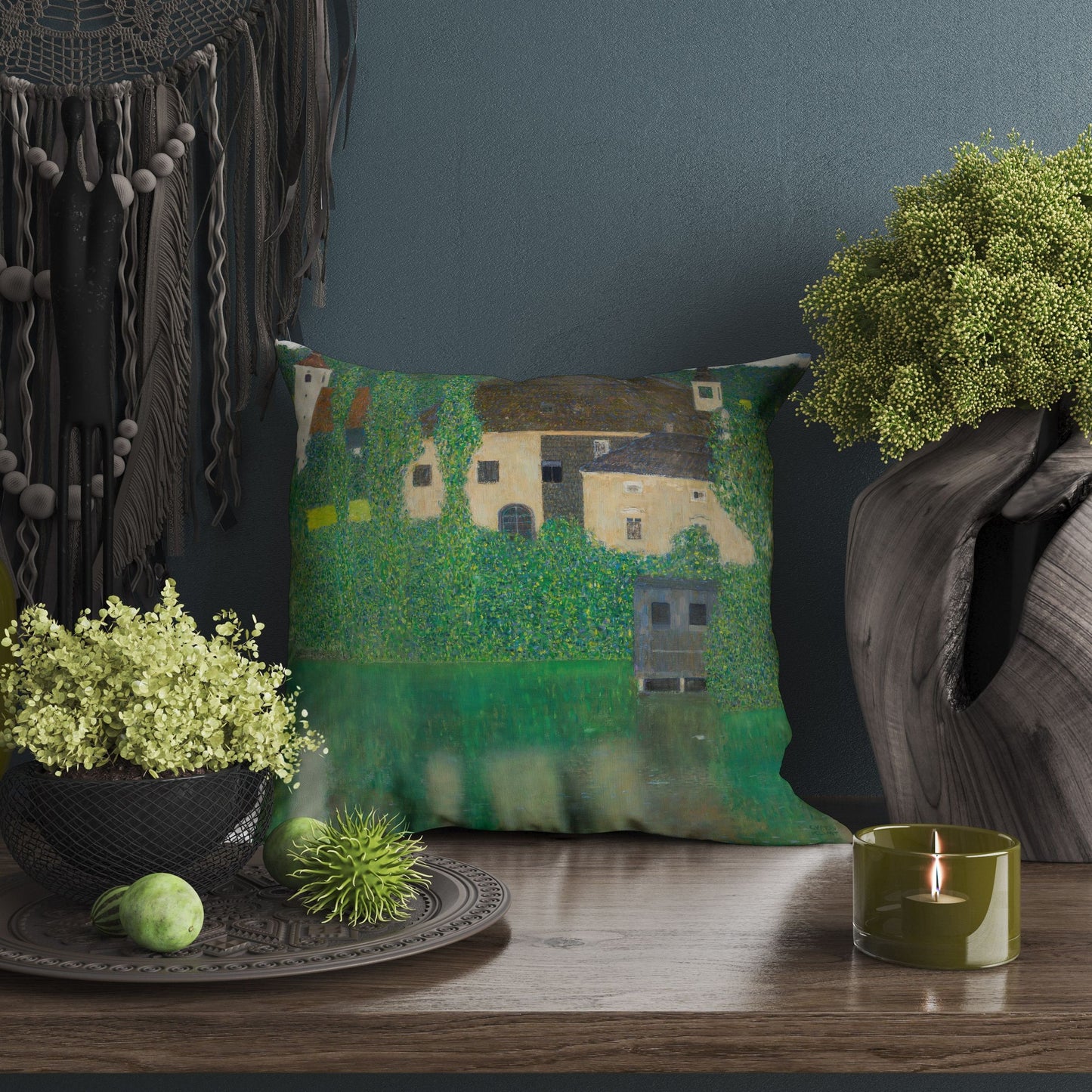 Gustav Klimt Famous Painting Water Castle, Tapestry Pillows, Abstract Throw Pillow Cover, Soft Pillow Cases, Farmhouse Pillow, Holiday Gift