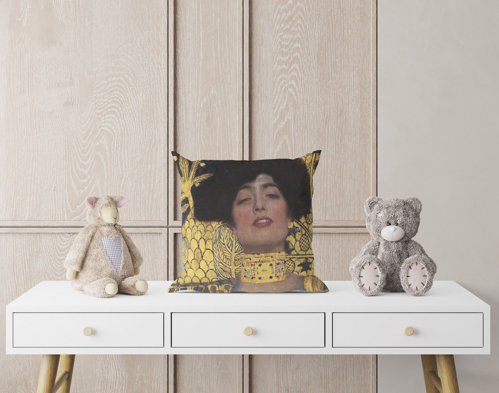 Gustav Klimt Famous Painting Judith, Throw Pillow Cover, Abstract Pillow, Art Pillow, Gold, Art Nouveau Pillow, Square Pillow