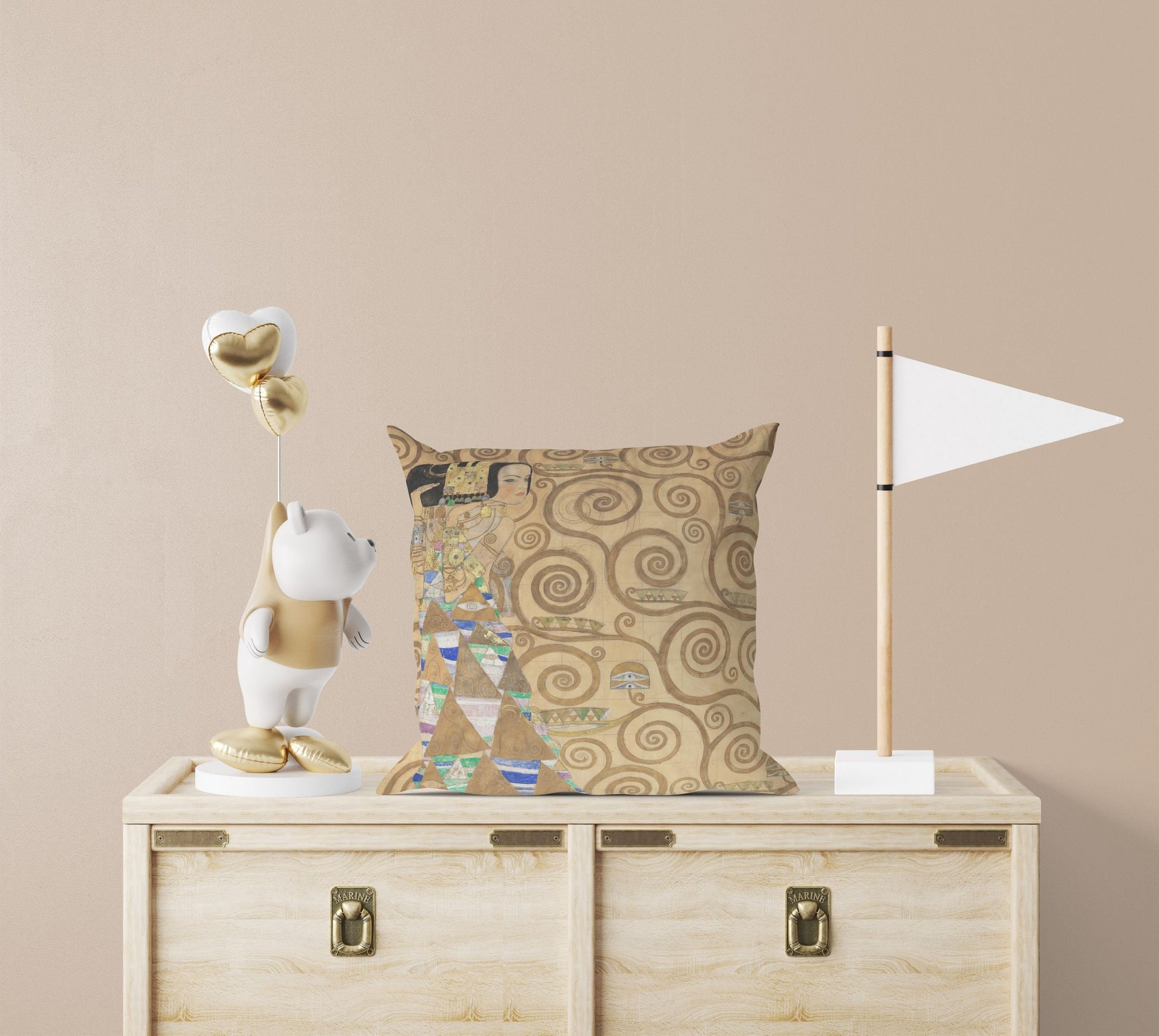 Gustav Klimt Expectation (Dancer) Throw Pillow Cover, Abstract Throw Pillow, Designer Pillow, Gold, Modern Pillow, Square Pillow