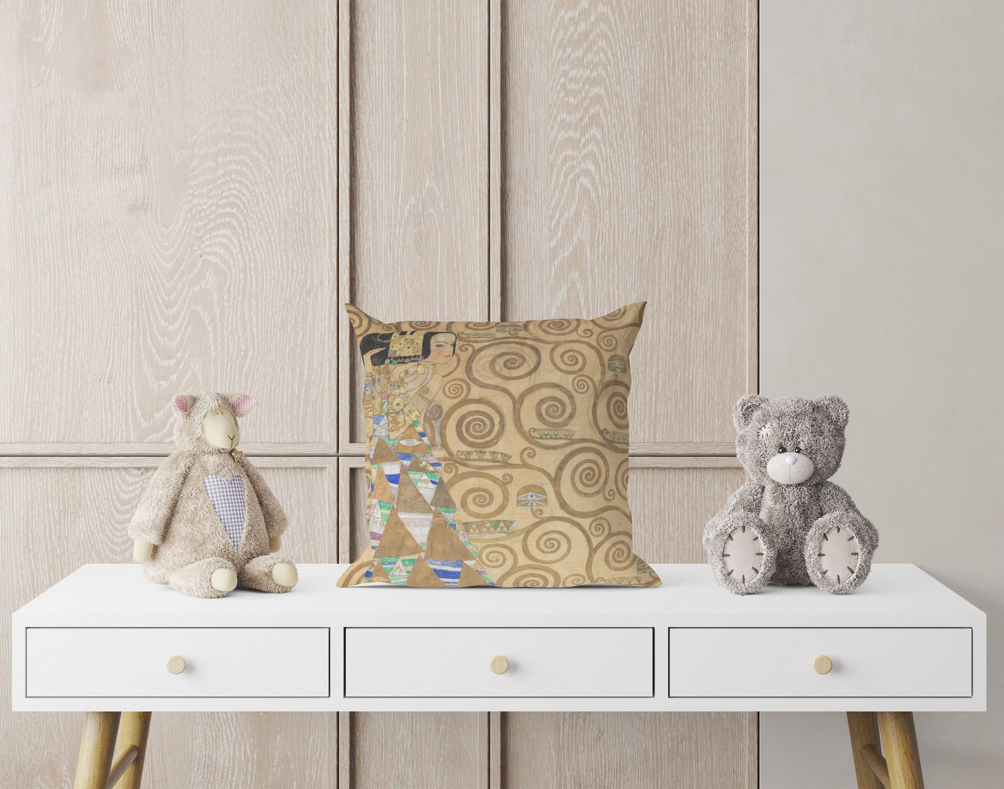 Gustav Klimt Expectation (Dancer) Throw Pillow Cover, Abstract Throw Pillow, Designer Pillow, Gold, Modern Pillow, Square Pillow