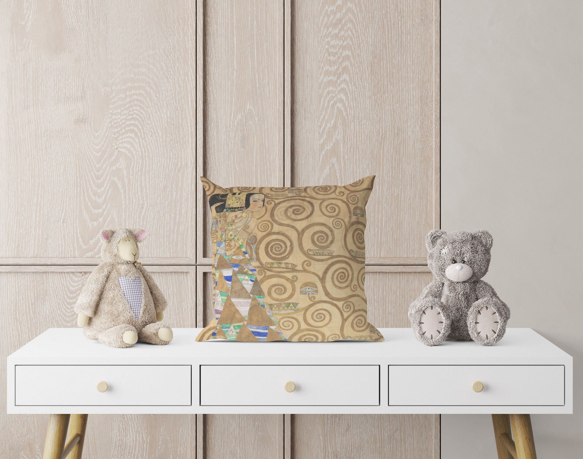 Gustav Klimt Expectation (Dancer) Throw Pillow Cover, Abstract Throw Pillow, Designer Pillow, Gold, Modern Pillow, Square Pillow