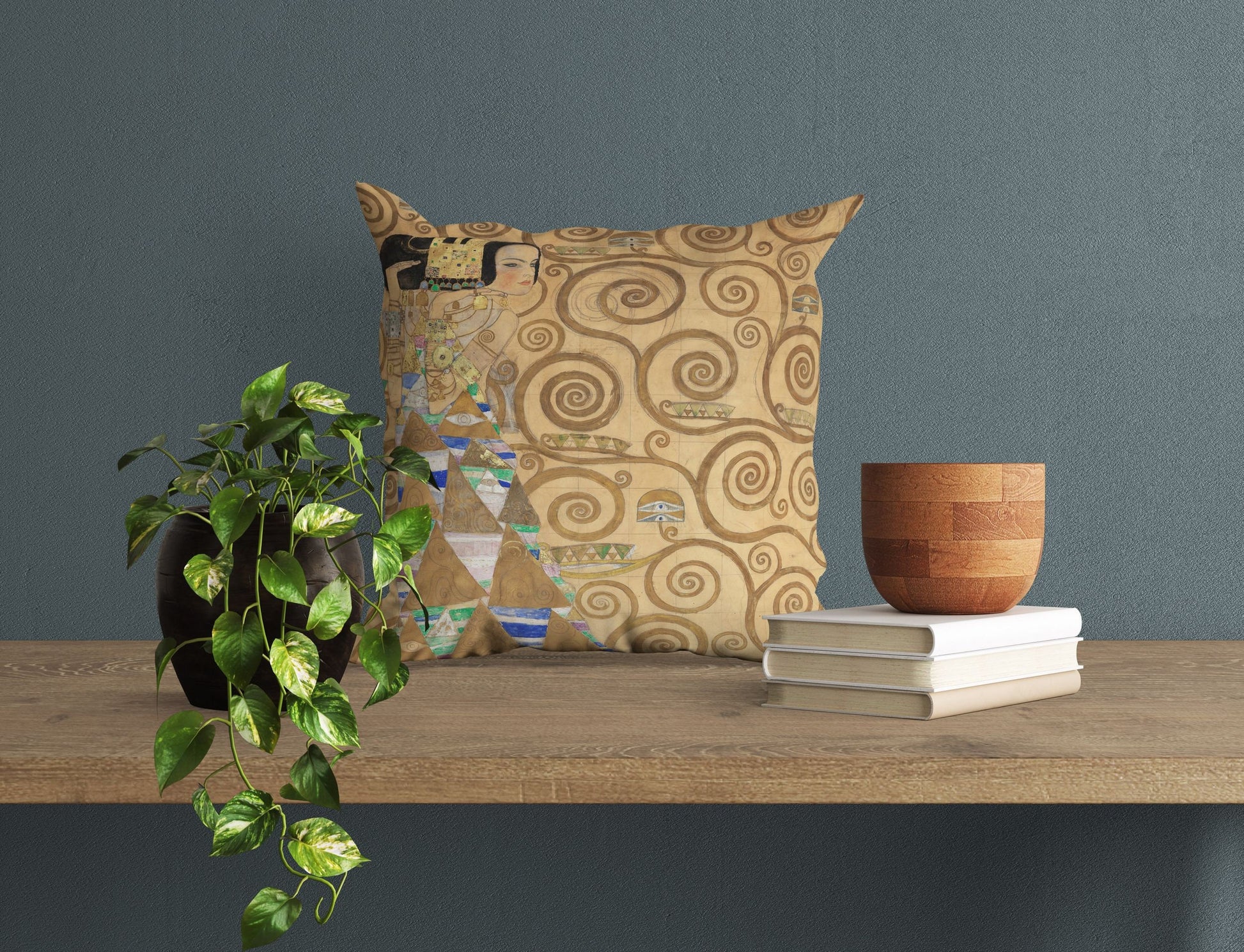 Gustav Klimt Expectation (Dancer) Throw Pillow Cover, Abstract Throw Pillow, Designer Pillow, Gold, Modern Pillow, Square Pillow